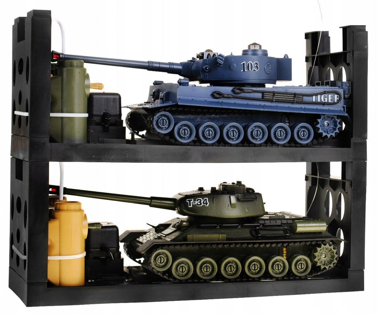 Remote Controlled 2 Tanks T-34 vs Tiger Shooting Models Packaging status original