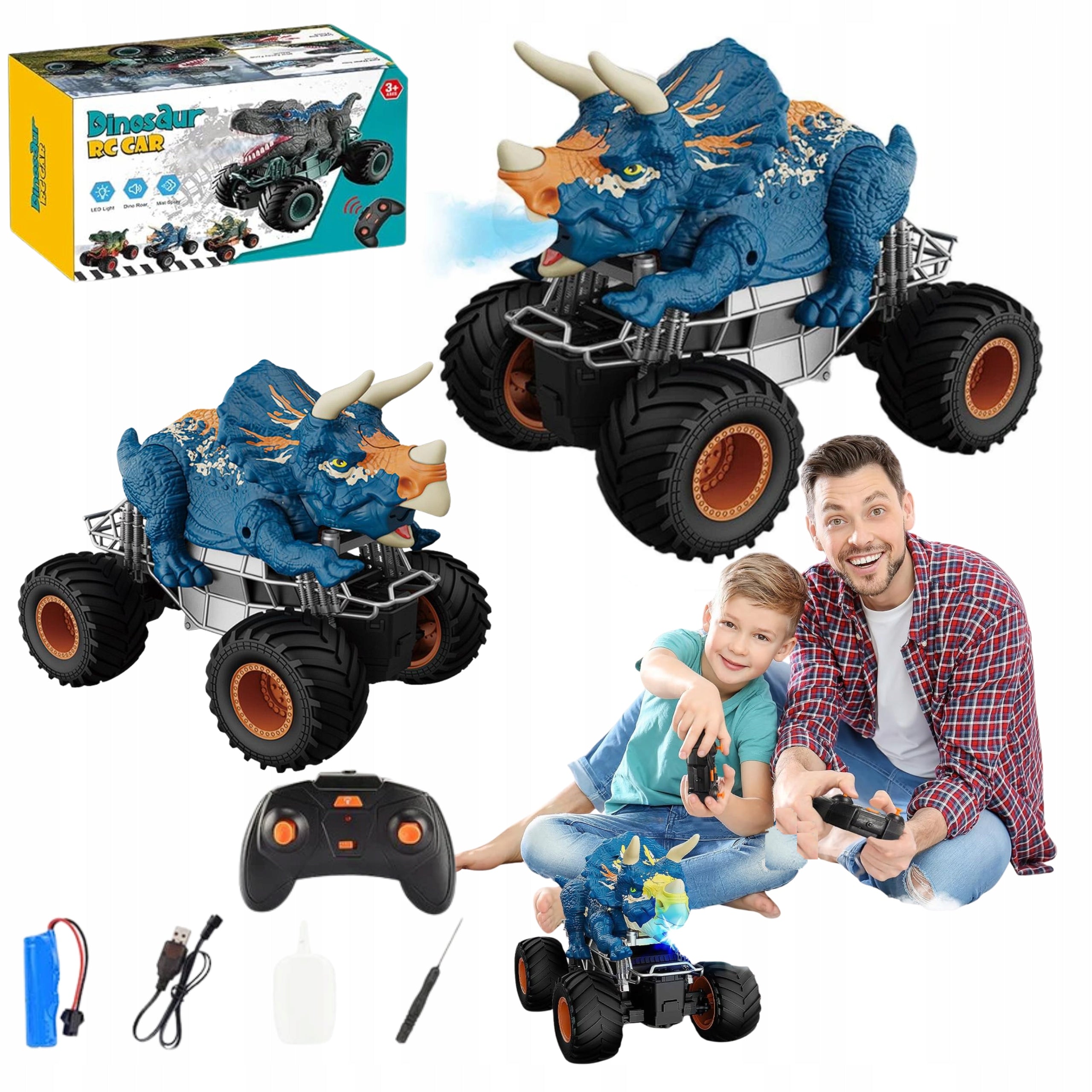 Remote Controlled Auto Dinosaur Triceratops Monster Truck Car Sound