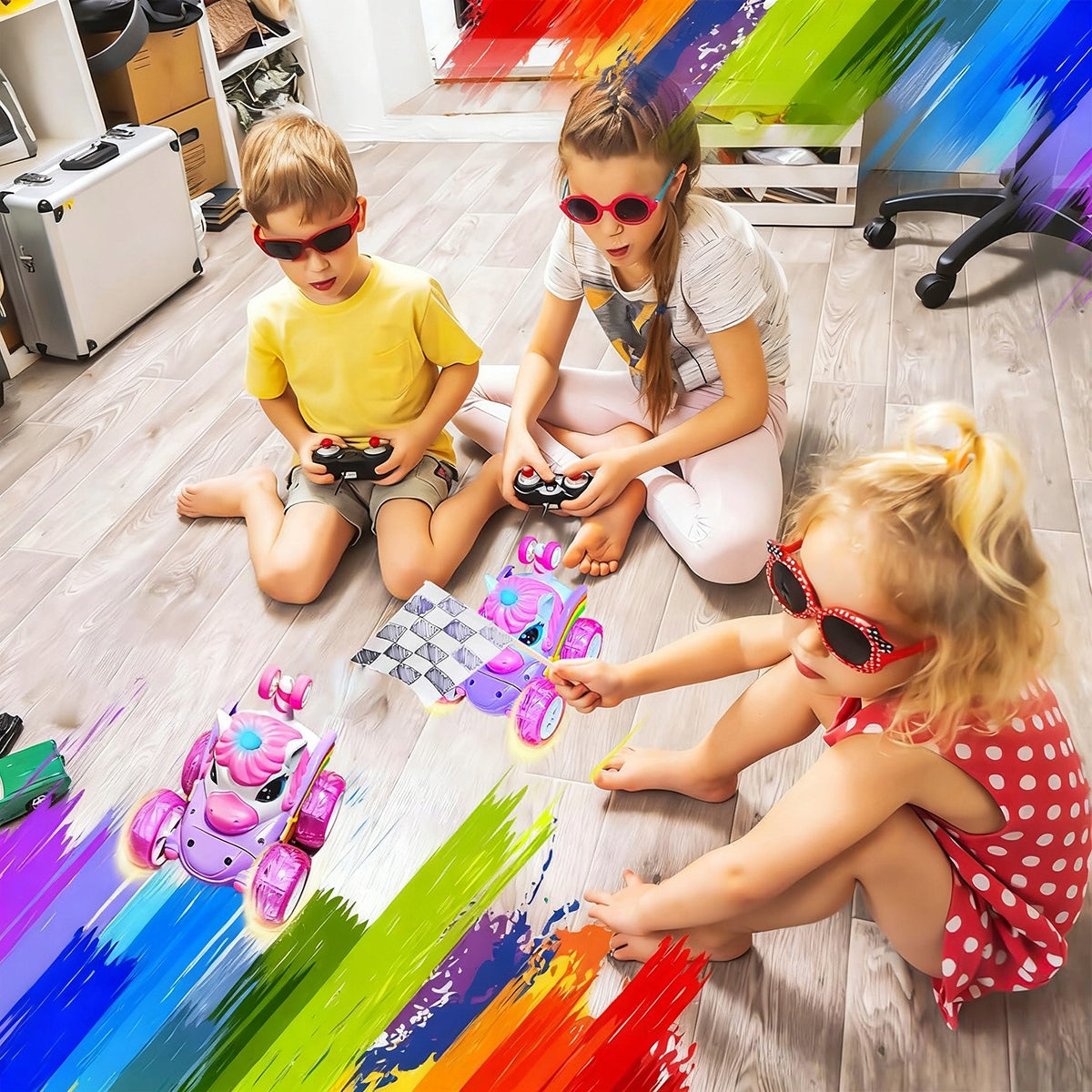 Remote Controlled Car Dump Truck 2.4G LED for Kids Unicorn Gift Packaging status original
