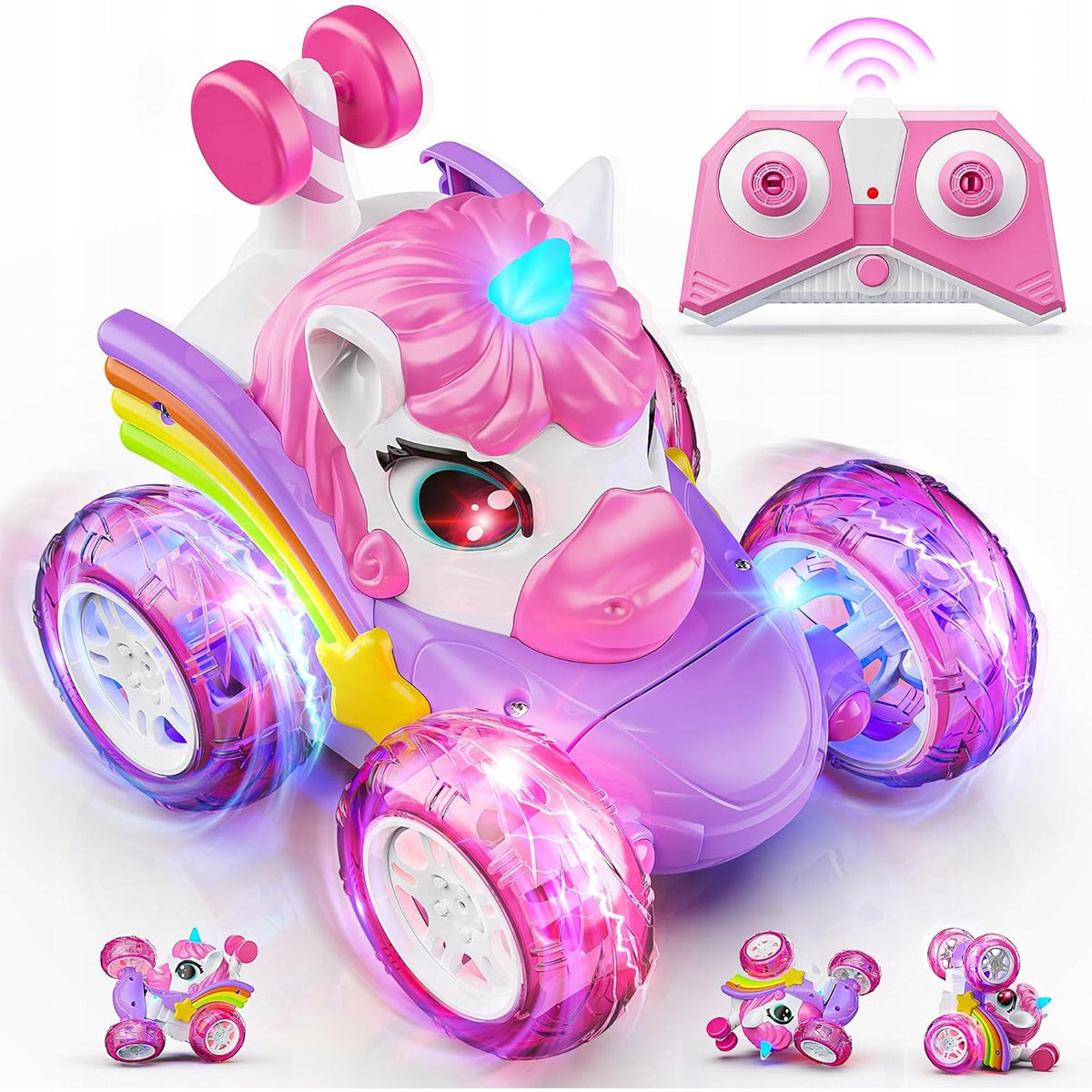 Remote Controlled Car Dump Truck 2.4G LED for Kids Unicorn Gift