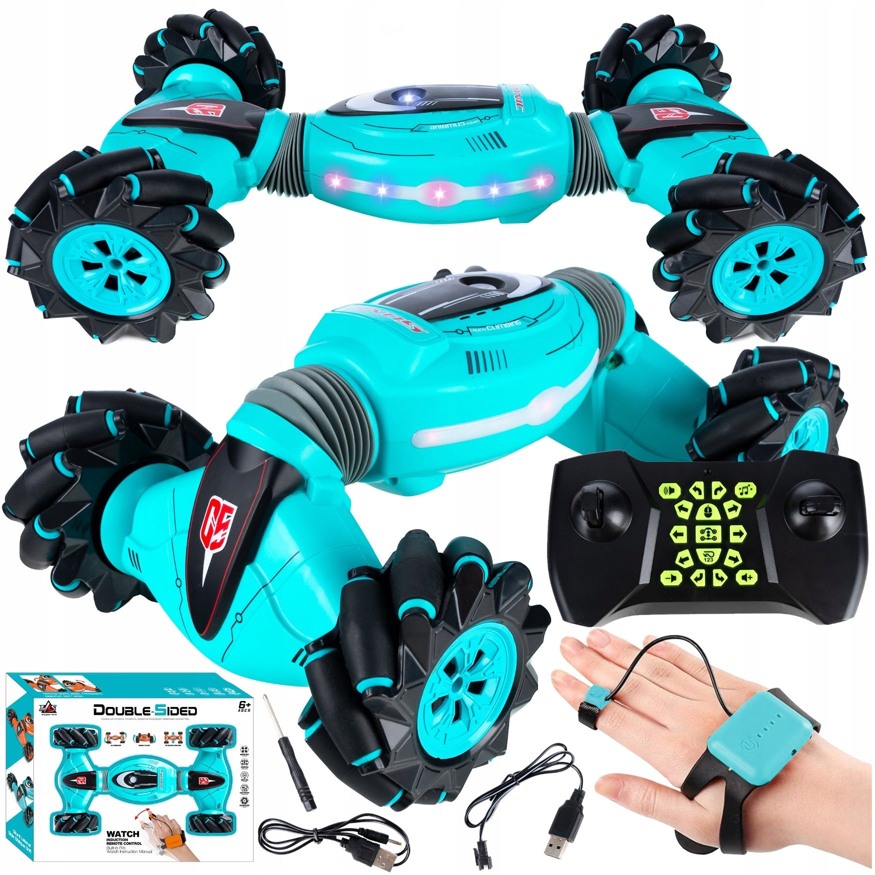 Remote Controlled Car Rc Twister Aerobatic Led Stunt 360 For Kids