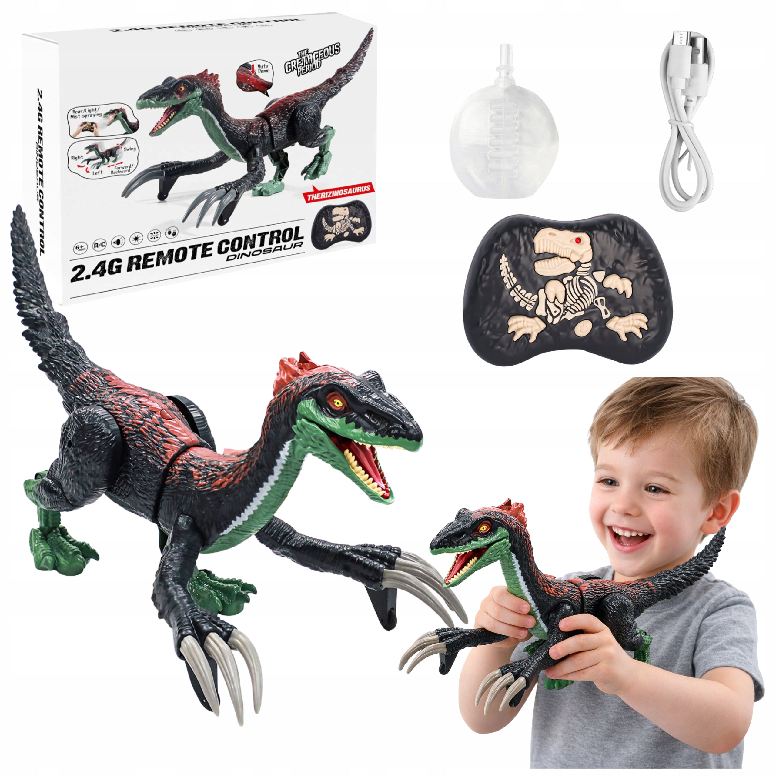 Remote Controlled Dinosaur Therizinosaurus Walking Effect Mist Light Sound