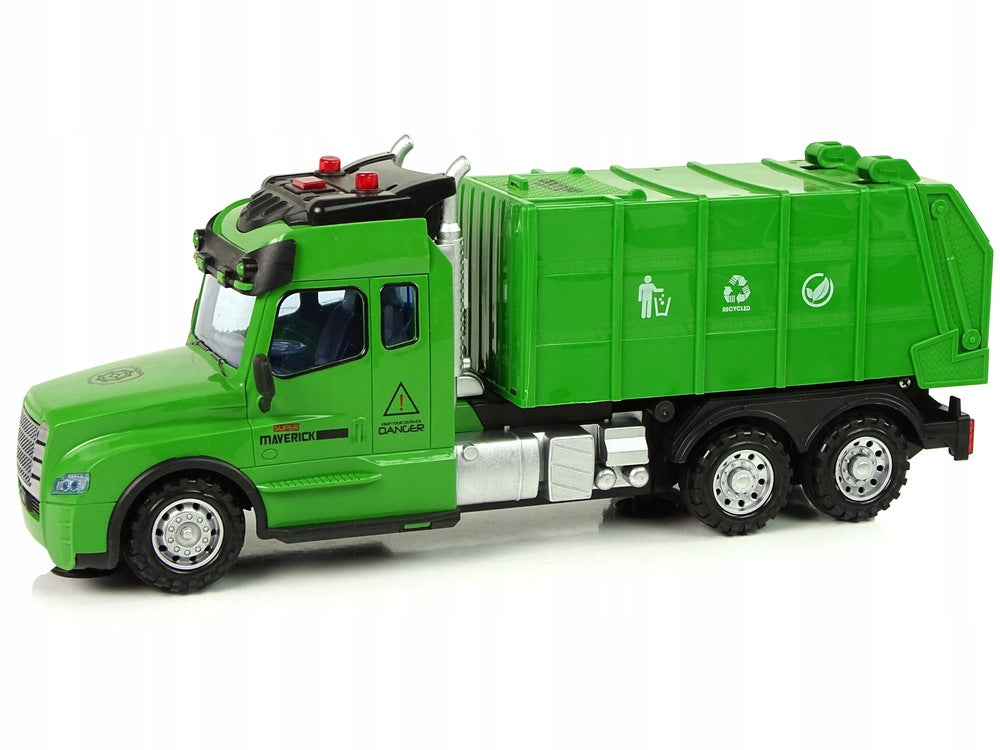 Remote Controlled Garbage Truck Remote Control 2,4G Light Sounds Green Brand LEAN Toys