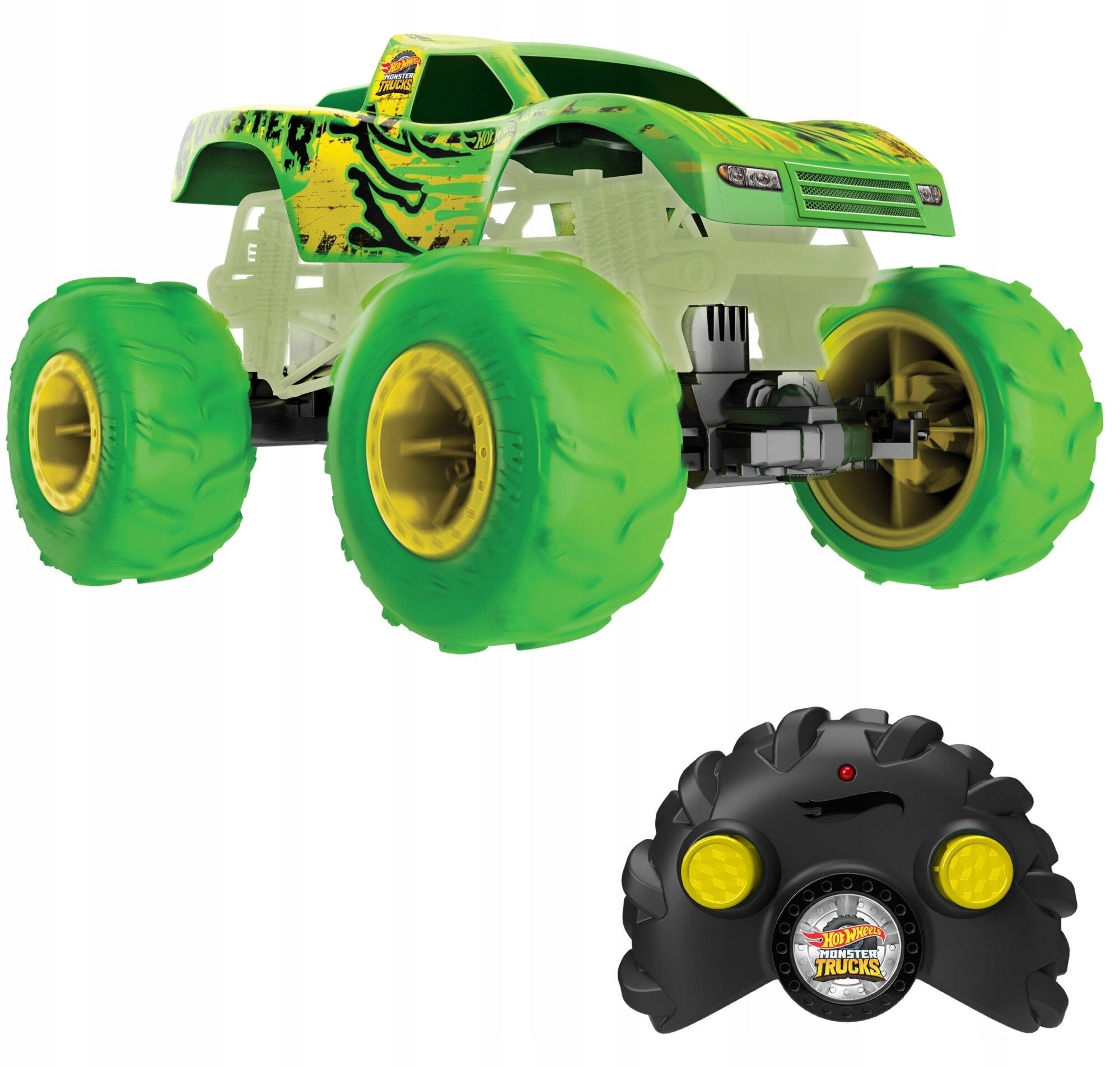Remote Controlled Monster Truck Hot Wheels Gunkster Glowing in the Dark Kid's age 4＋ years