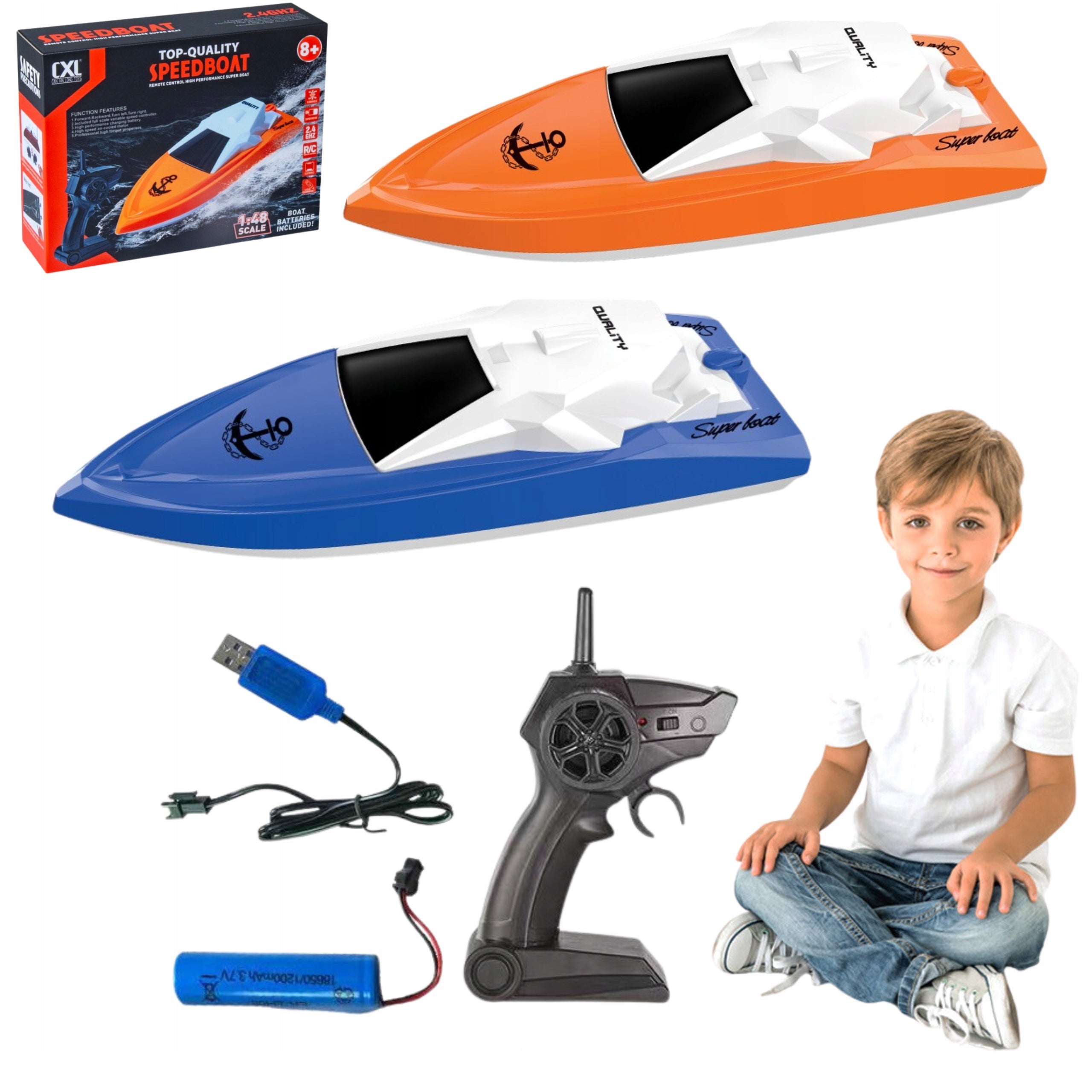 Remote Controlled Motorboat Boat Scale 1:48 Floating Over Water Rechargeable