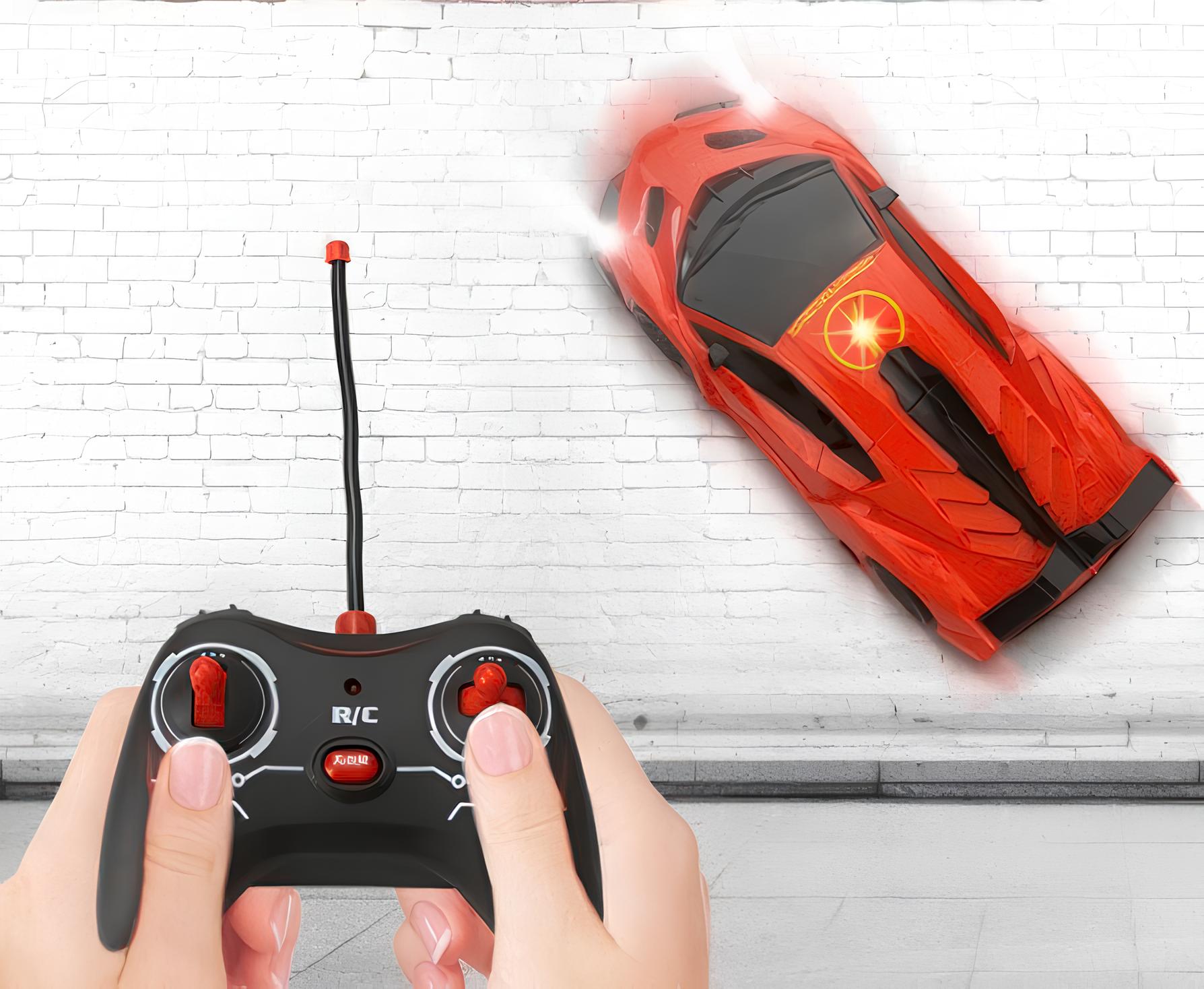 Remote-controlled car driving on the ceiling and walls with headlights Brand no brand