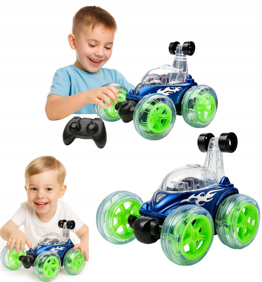 Remote controlled car for boy auto twister child blue sport