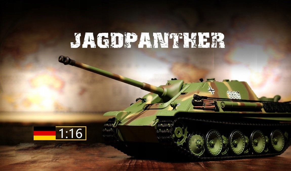 Remote-controlled tank ASG/IR/sound/smoke 1:16 German Jagdpanther destroys