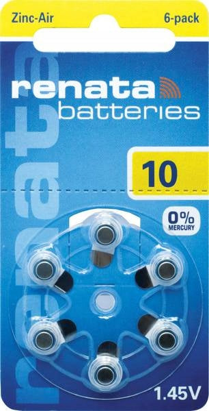 Renata Hearing Aid Battery 10 6pcs 1,45V PR20