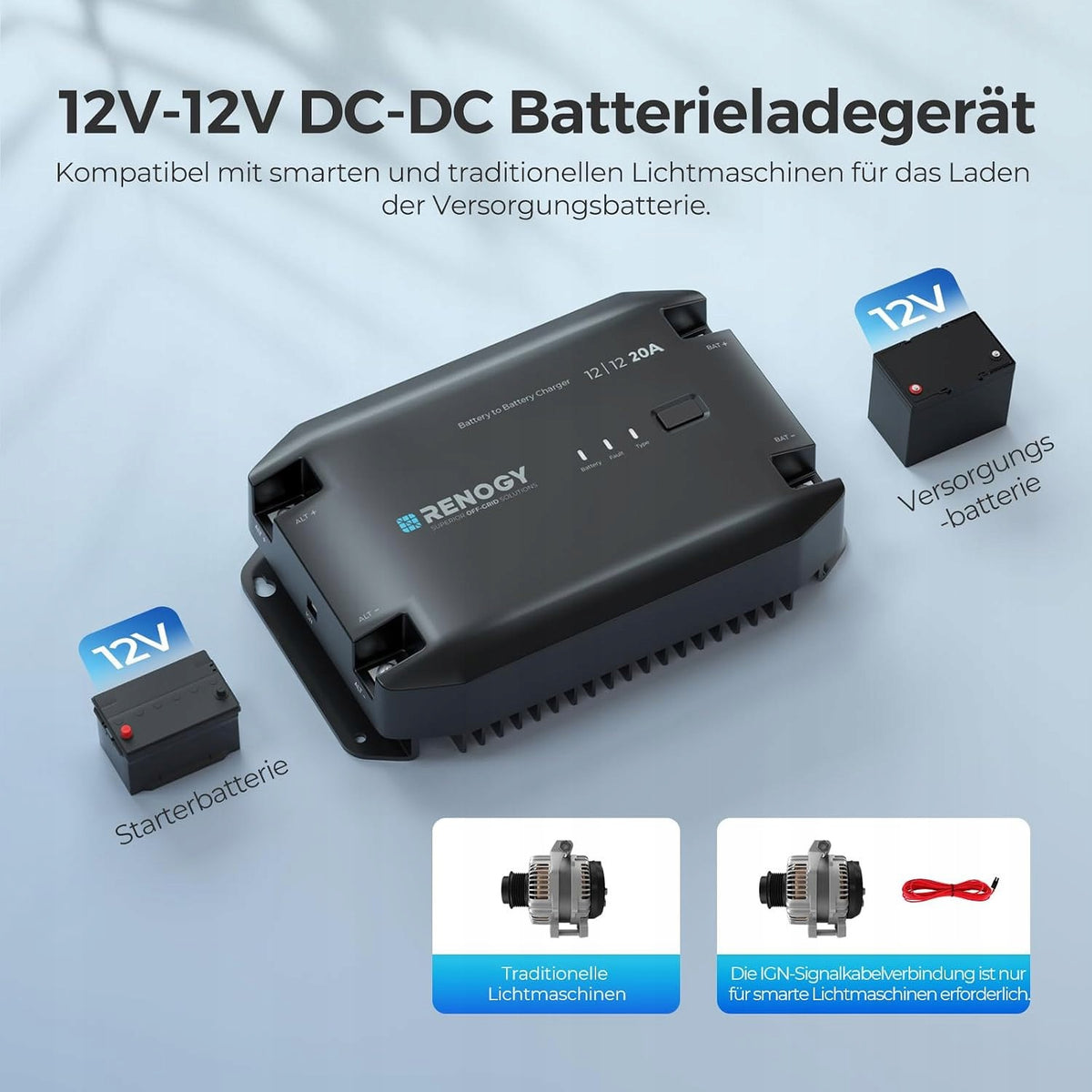 Renogy Charger DC-DC 12V 20A AGM GEL LiFePO4 CE Model 20A
