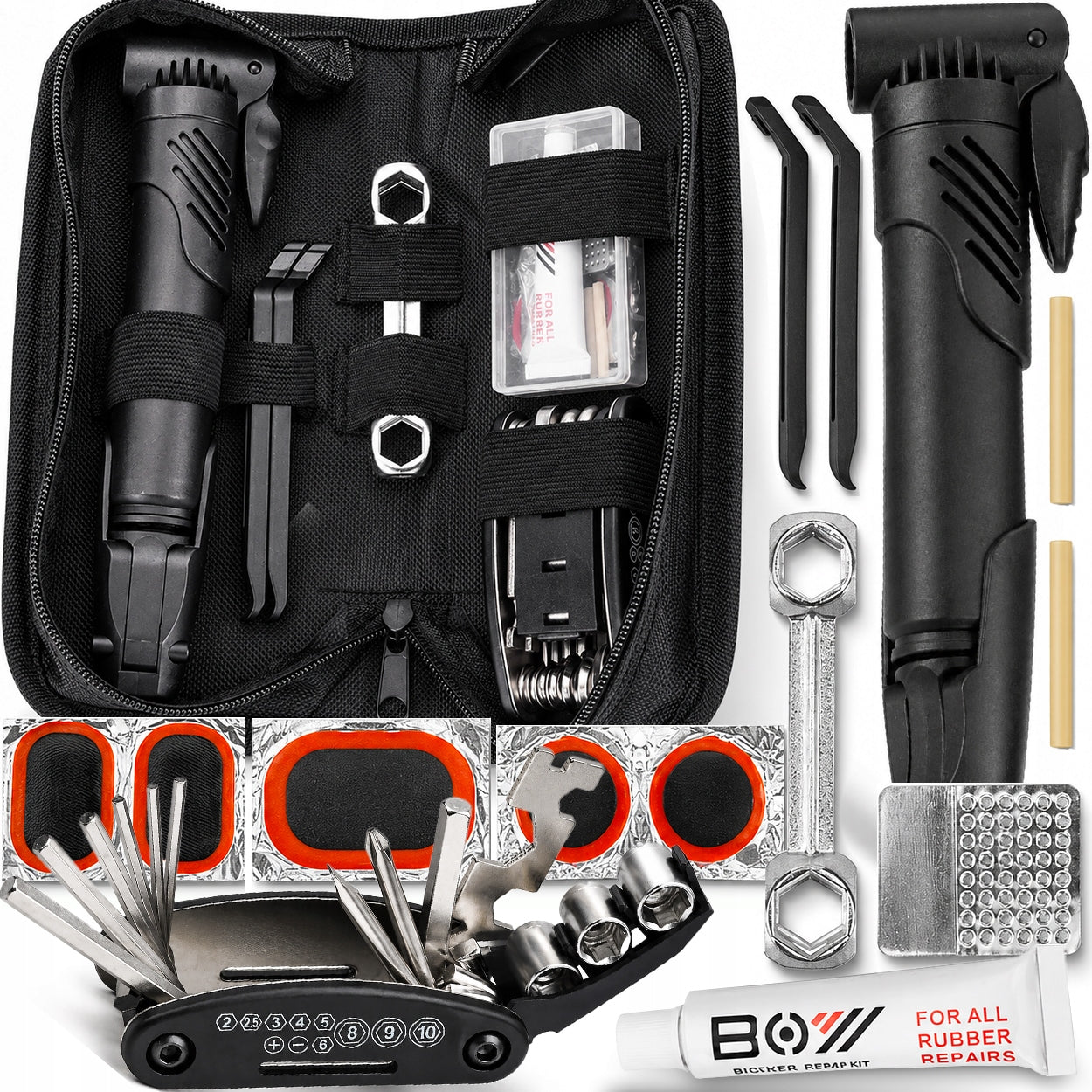 Repair Bike Tool Set 16in1 Multitool Patches Imbusy Pouch Service