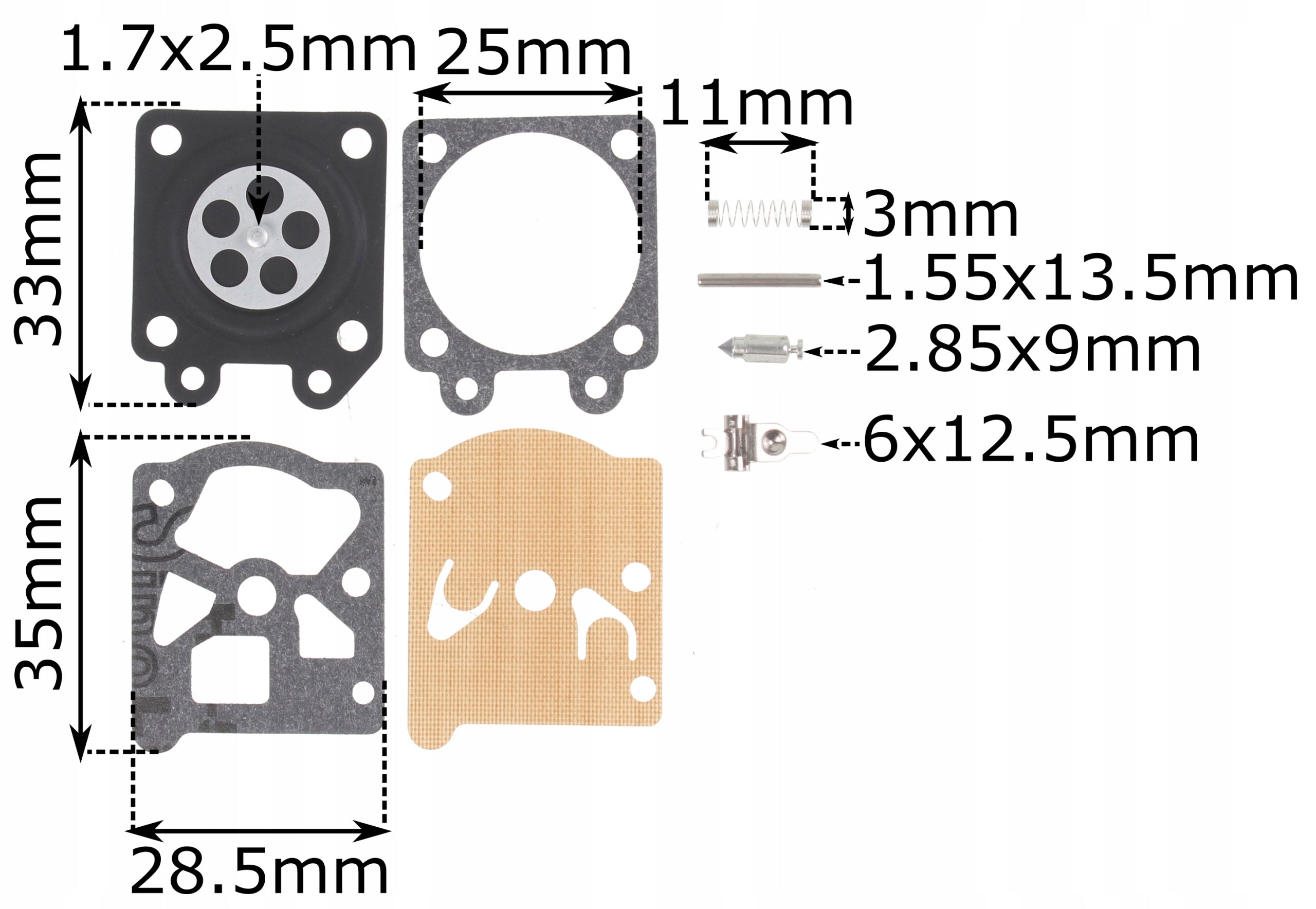Repair kit for saw carburetor nac diaphragm Brand LSP