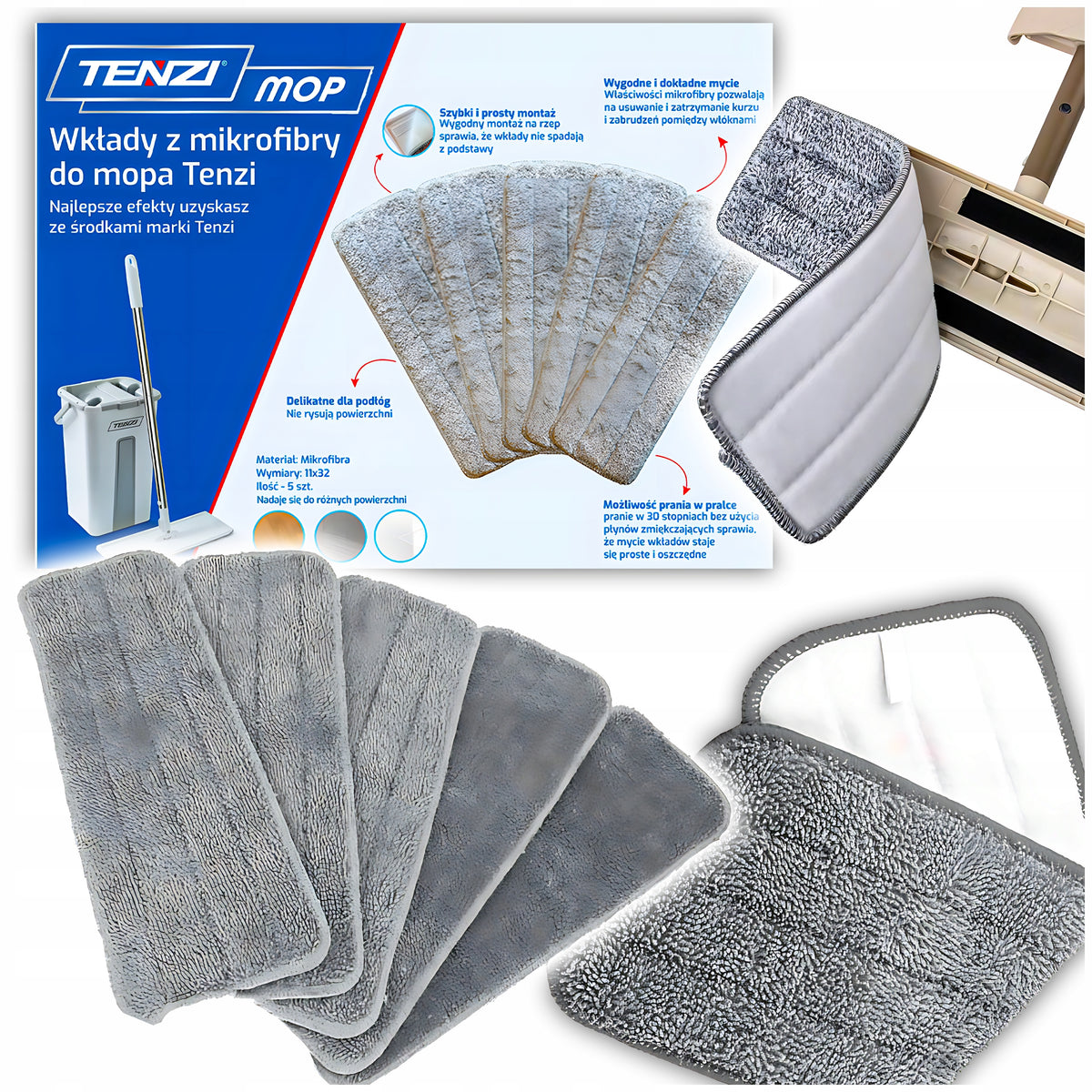 Replacement Cartridge For Mop Tenzi With Bucket One Piece For Floor Cleaning