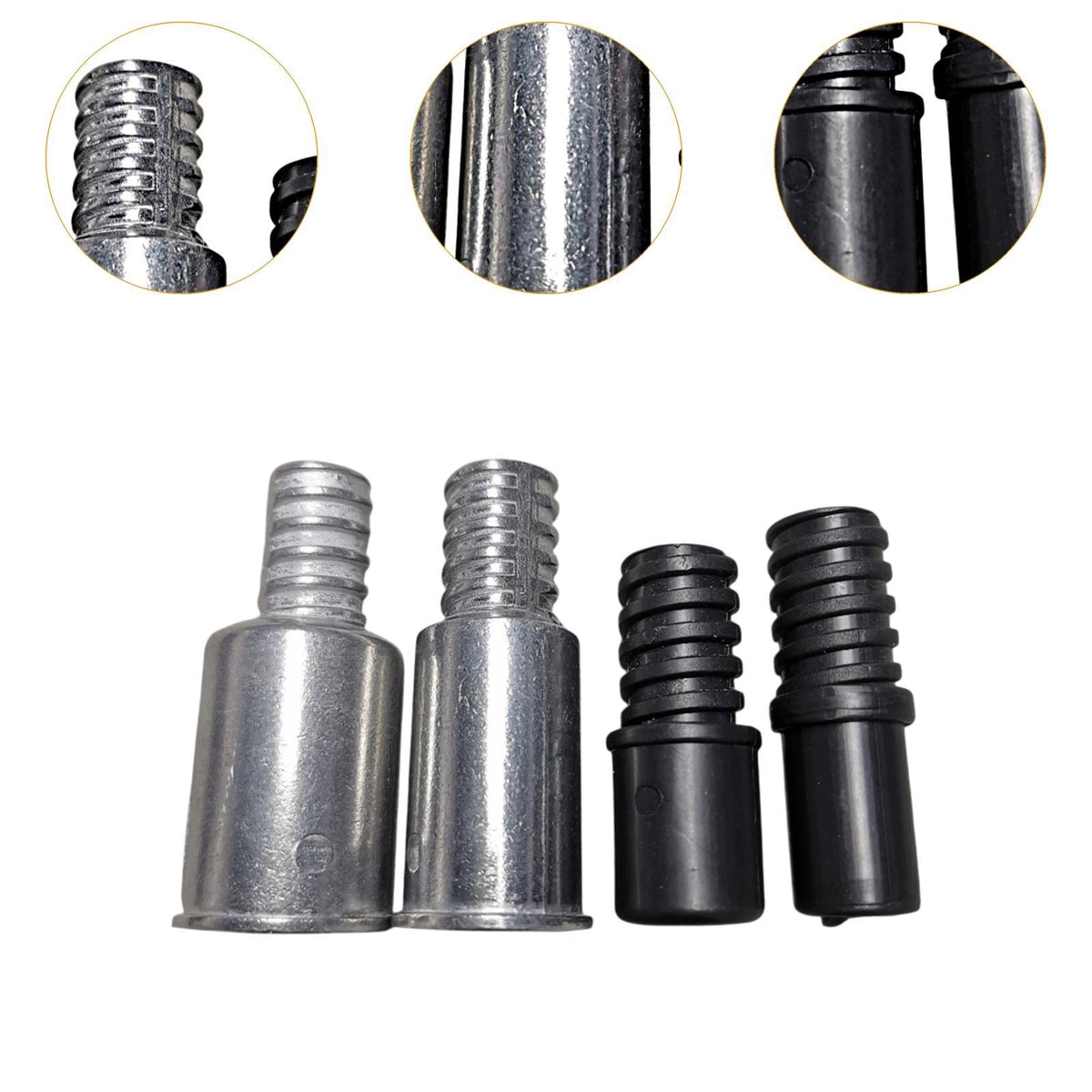 Replacement Push Broom Handle Threaded Tip Connector, black silver 4pcs Brand no brand