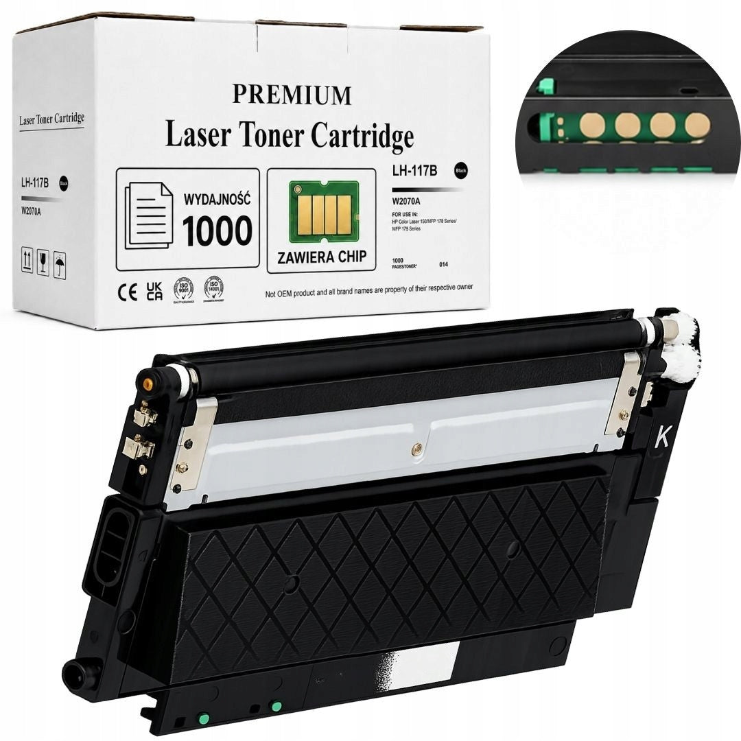 Replacement Toner Cartridge for HP 117A W2070A BK Black with Chip 150NW 178NW 179FNW