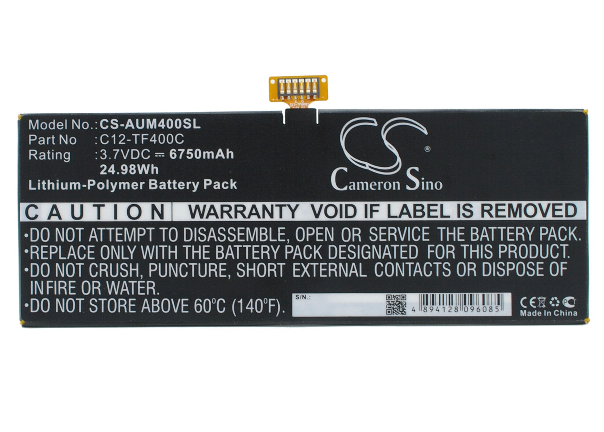 Replacement battery for Asus TF600 / C12-TF400C 6750 mAh Li-Polymer 3.7 V (Came