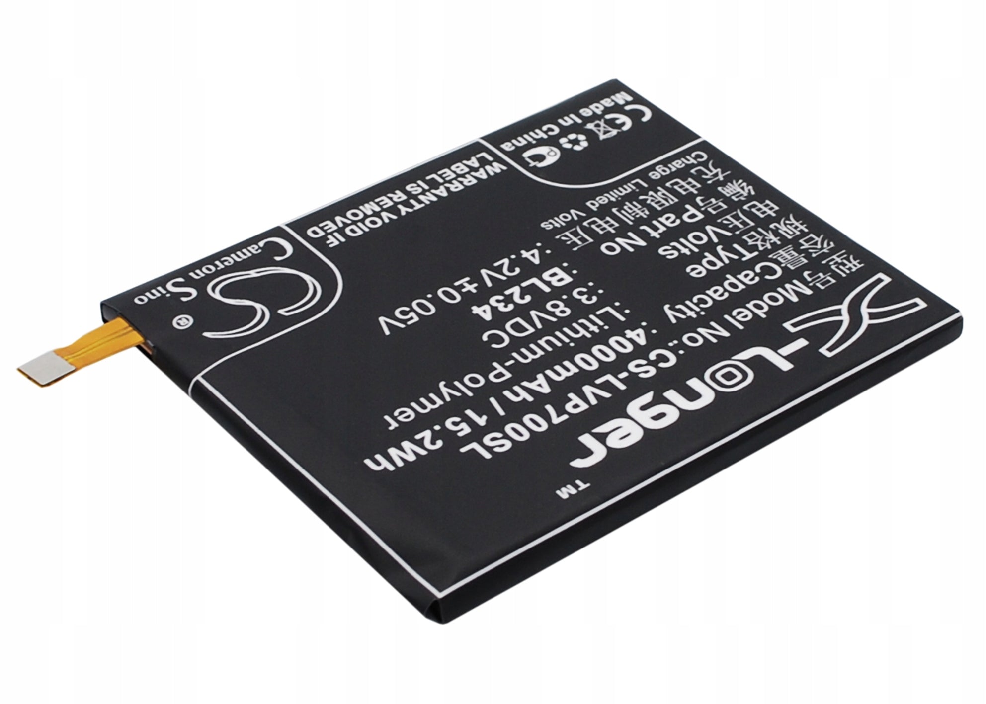 Replacement battery for Lenovo A5000 DUAL / BL234 4000 mAh Li-Polymer 3.8 V (Ca Brand Lenovo
