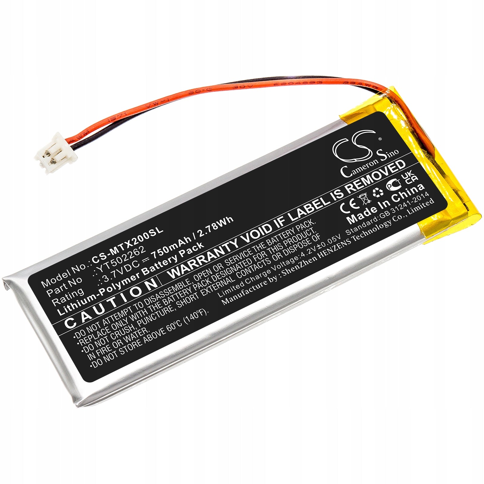 Replacement battery for Midland BT MESH / YT502262 750 mAh Li-Polymer 3.7 V (Ca