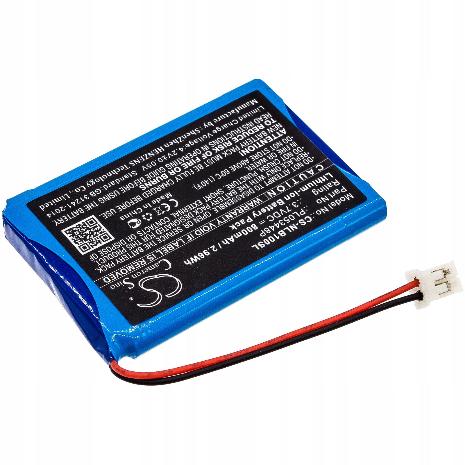 Replacement battery for Nolan B5 / PL053448P 800mAh Li-ion 3.7V (Cameron Sino) Manufacturer's catalog number CS-NLB100SL