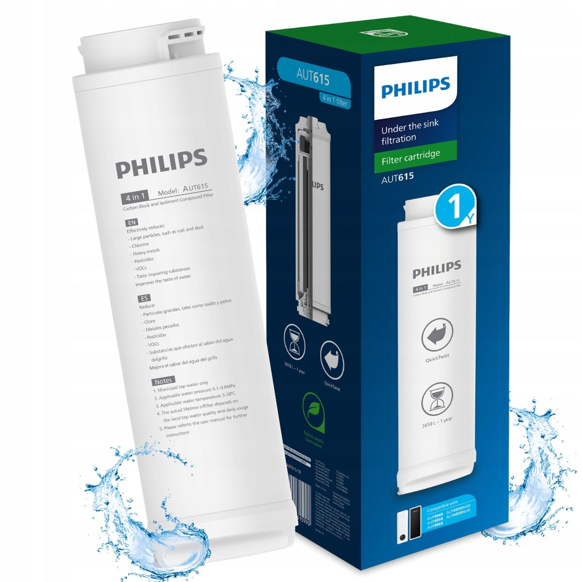 Replacement cartridge 4in1 PHILIPS AUT615 for water filter AUT8940, AUT4030R400/R600