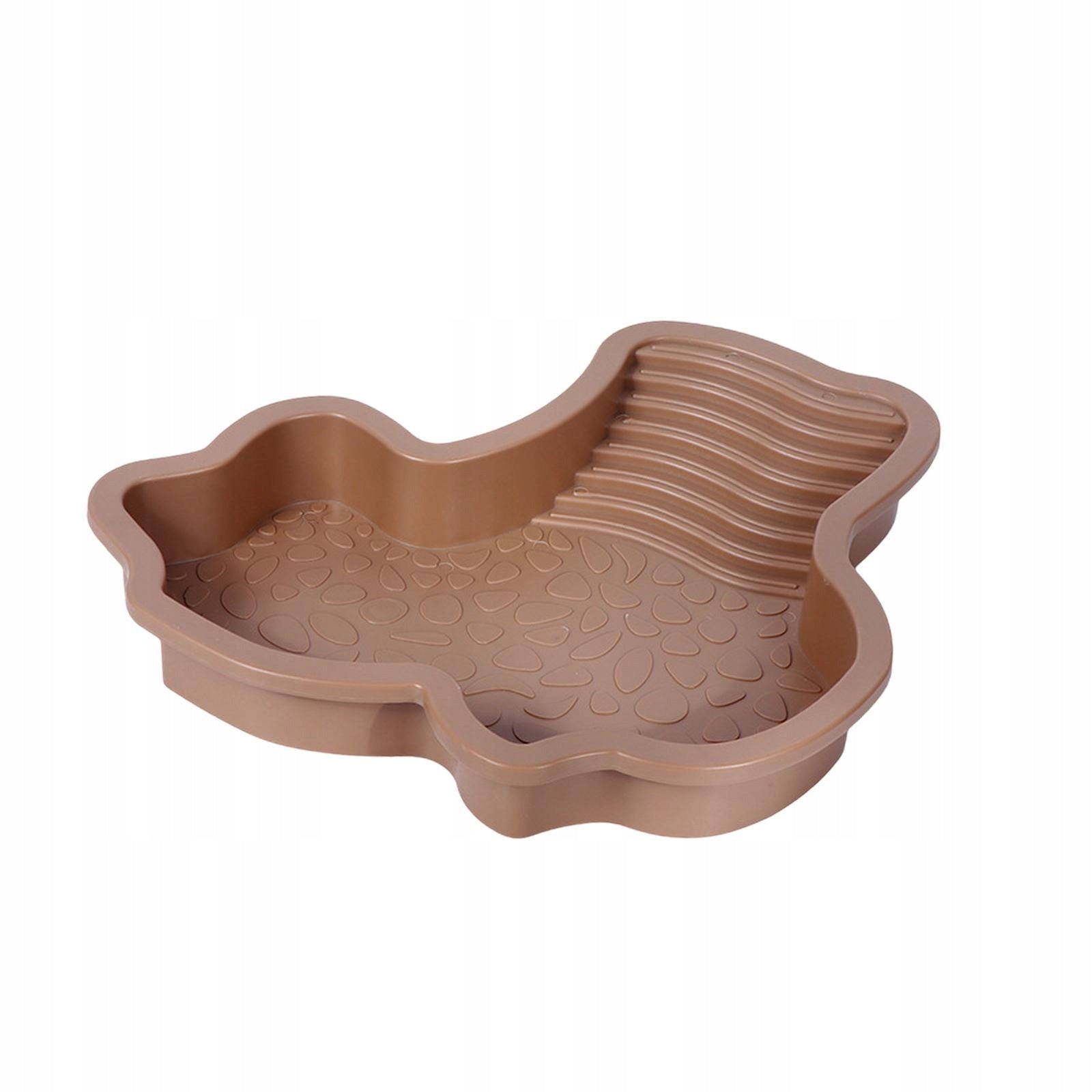 Reptile Bathing Dish Pool with Ramp Turtle Water Bowl Turtle brown yellow Brand no brand