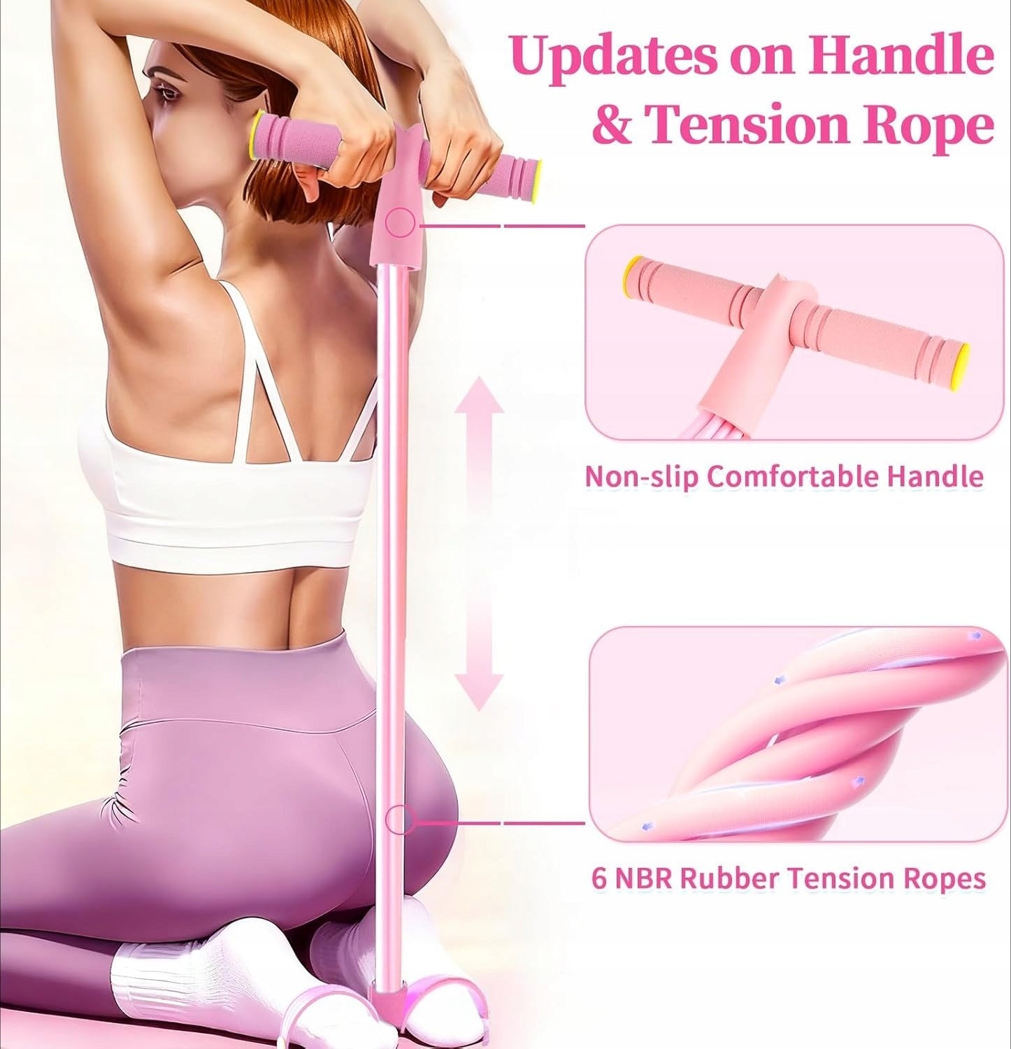 Resistance Bands with Handles Upgrade 6-Tubes Manual Tension Training Pedal Width 1 mm