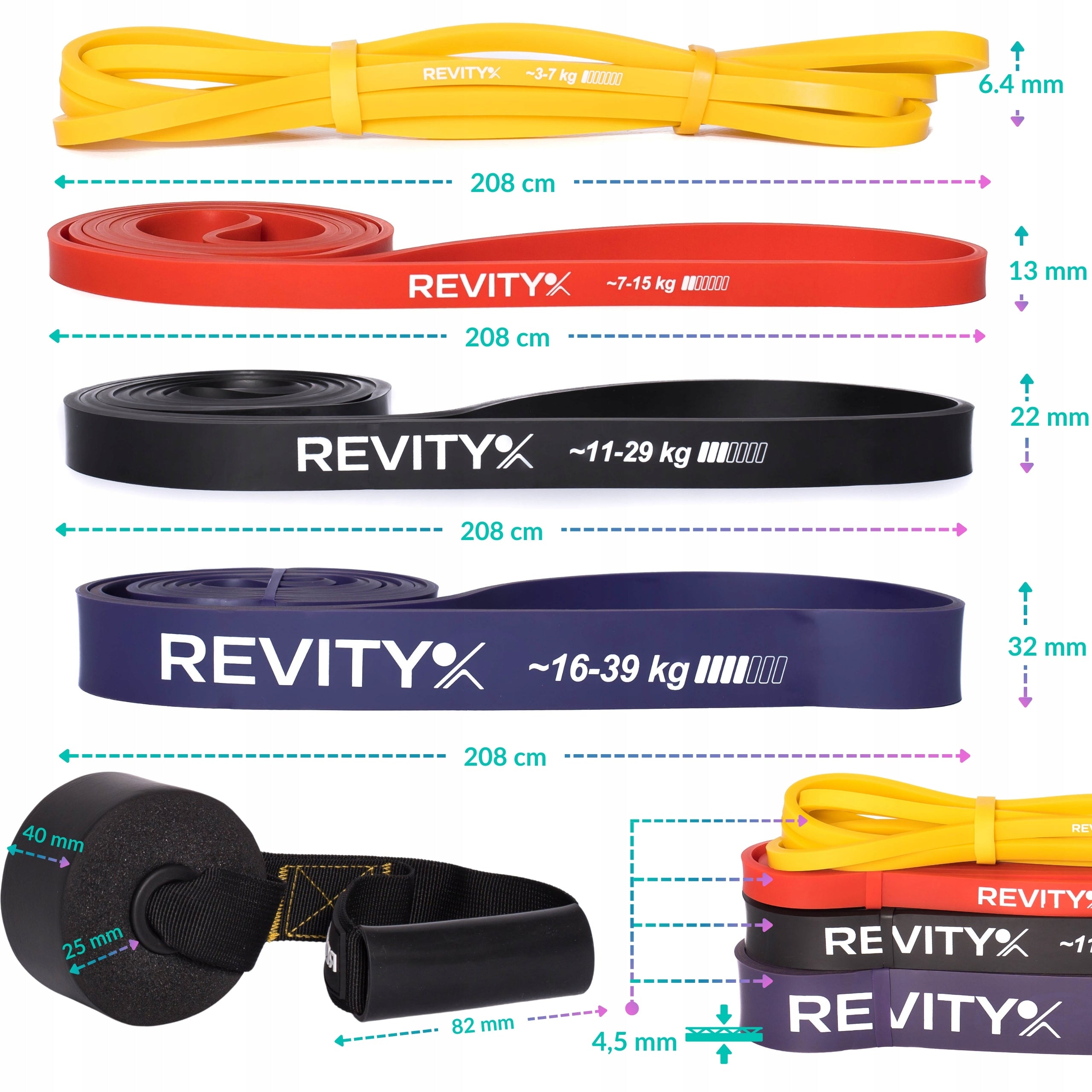 Resistance Exercise Rubbers for Pull-Up Power Band Set of 4pcs+Handle FREEBIE Kind rubber