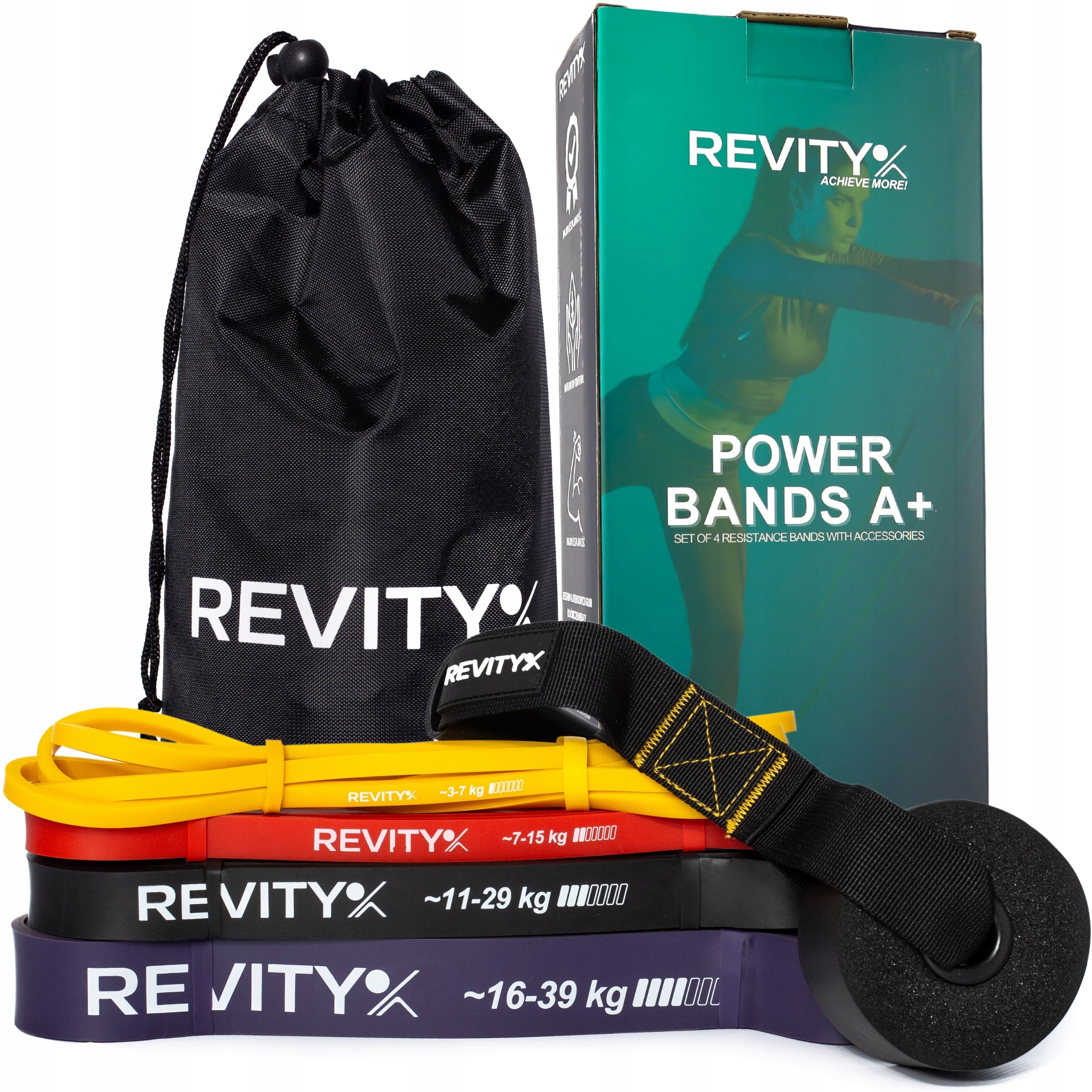 Resistance Exercise Rubbers for Pull-Up Power Band Set of 4pcs+Handle FREEBIE Packaging status original