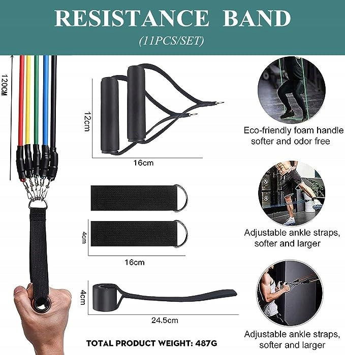 Resistance Rubber Band Set 6 Pieces Zacro Grey for Fitness Exercise