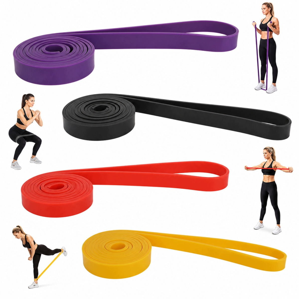 Resistance Rubber Exercise Set 4pcs Fitness Power Bands Latex