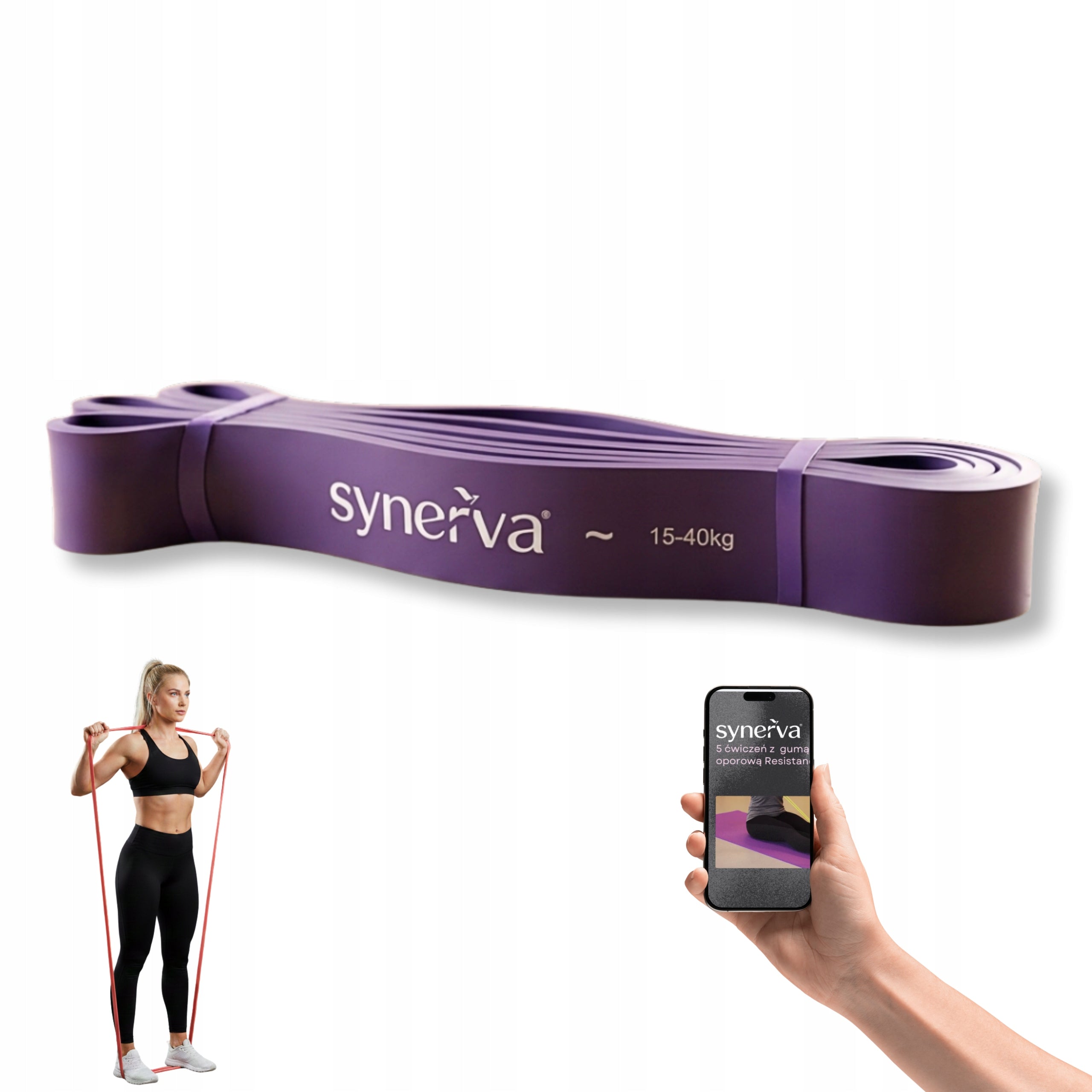 Resistance Rubber Power Band Latex 32mm for Pull-Up Strong Synerva + eBook
