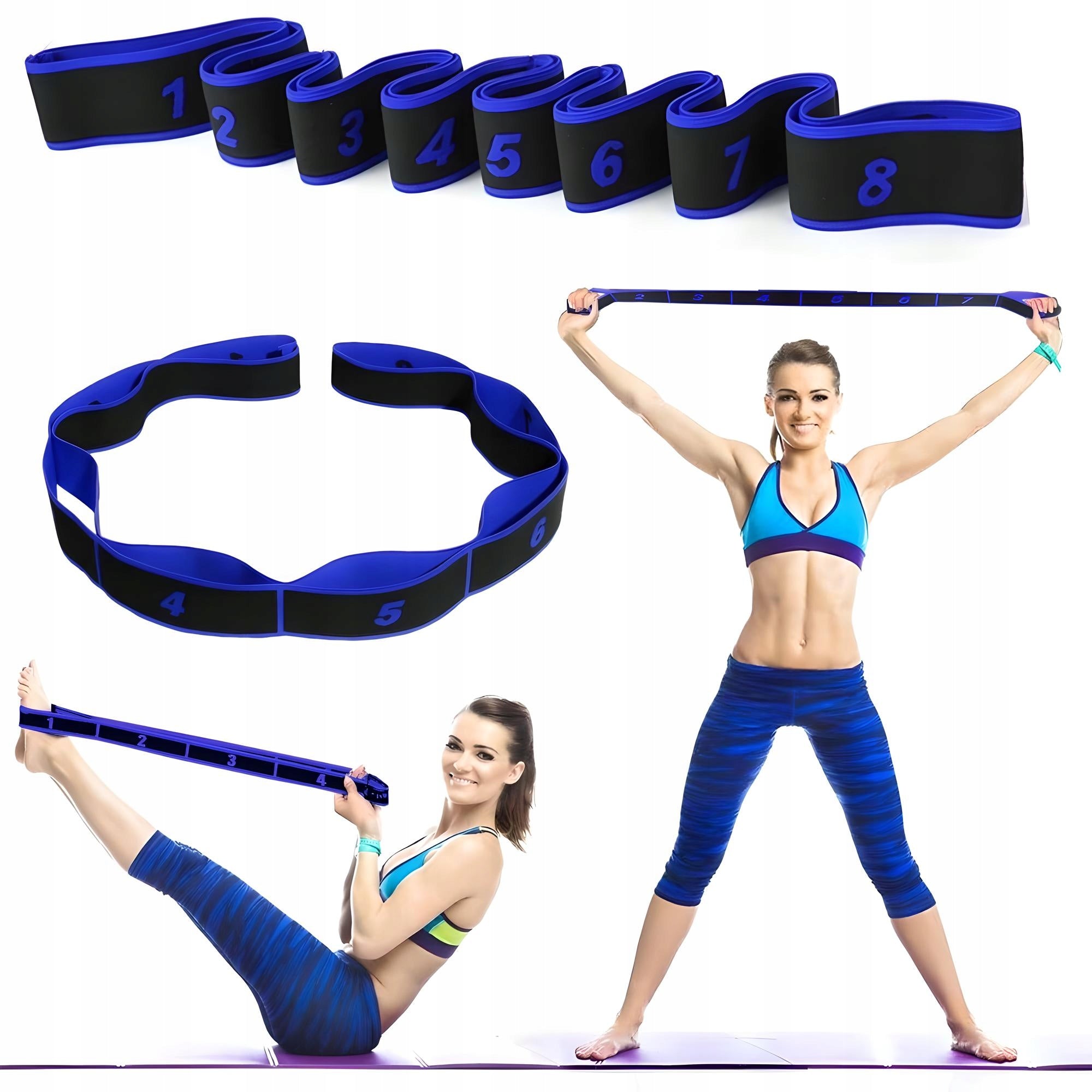 Resistance Rubber for Exercise Gymnastic Tape for Stretching 8 Sections