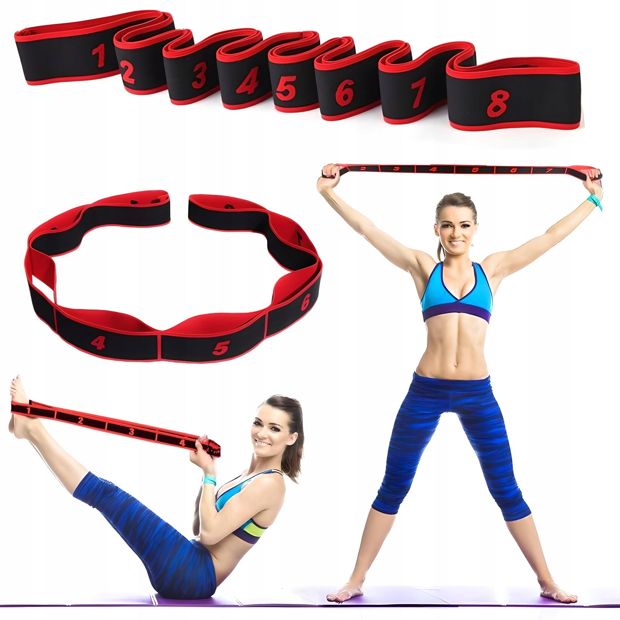 Resistance Rubber for Exercise Gymnastic Tape for Stretching Yoga 8 Sections