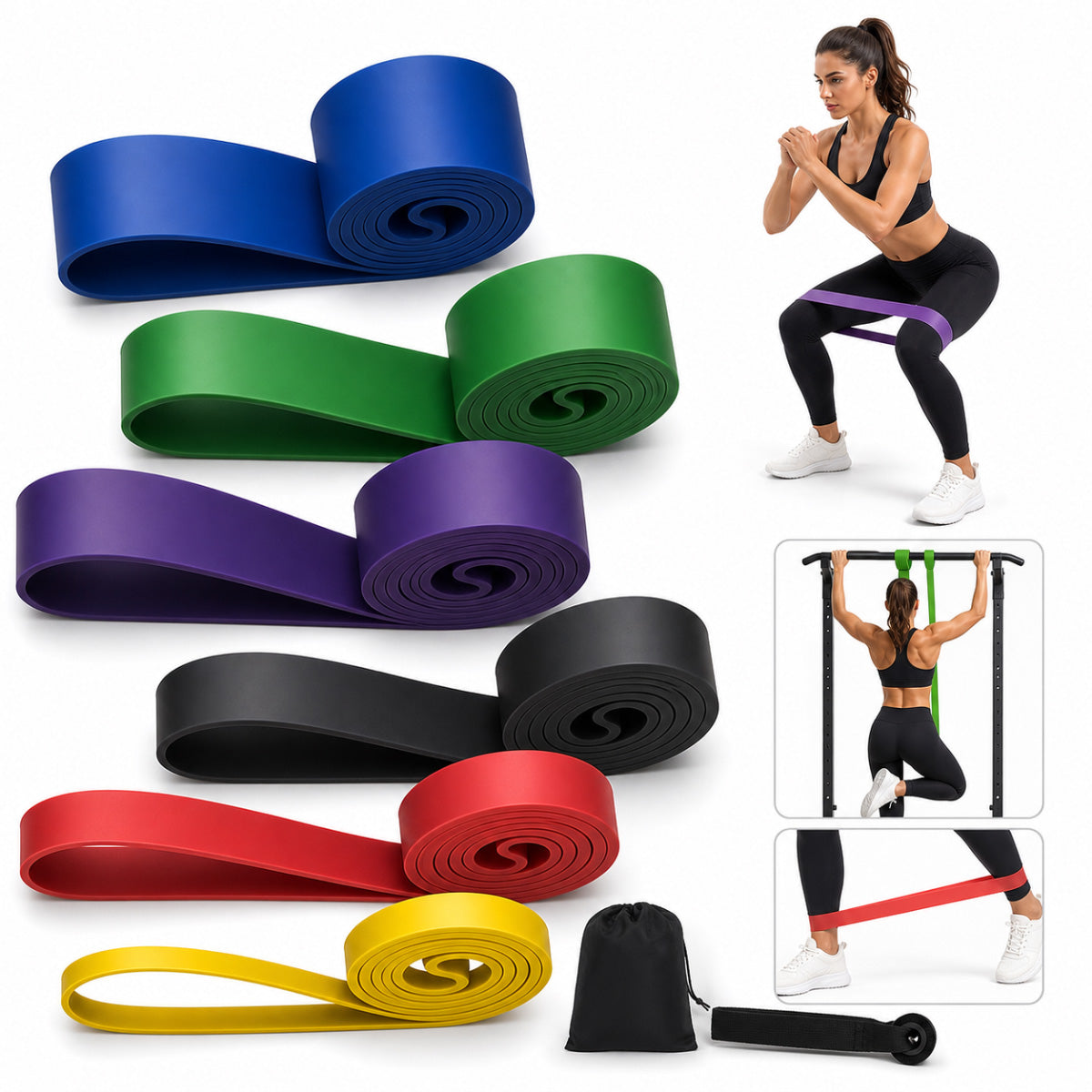 Resistance Rubbers Exercise Set 6pcs Fitness Power Bands