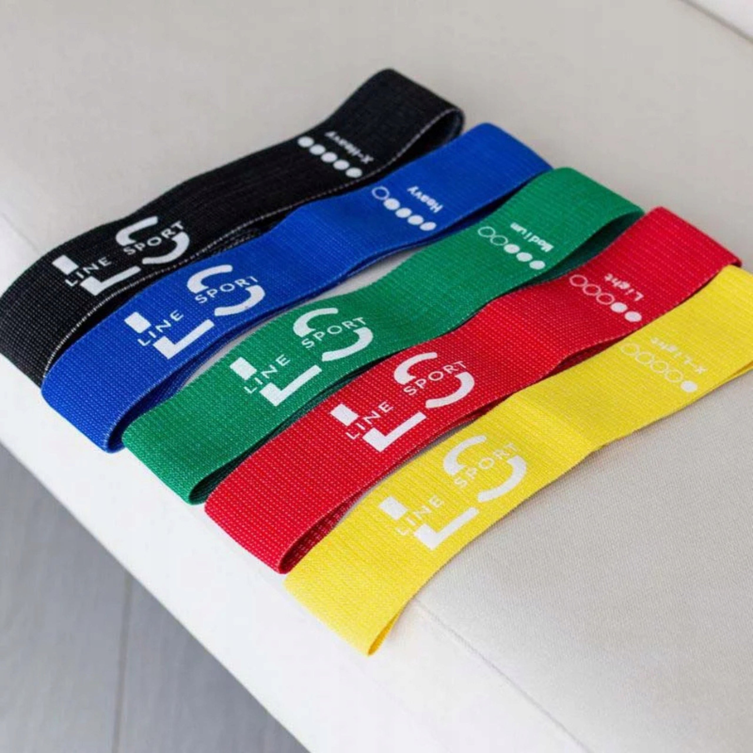 Resistance Rubbers for Exercise Set of 5 Flex Band Material Tapes Line Sport Brand Line Sport