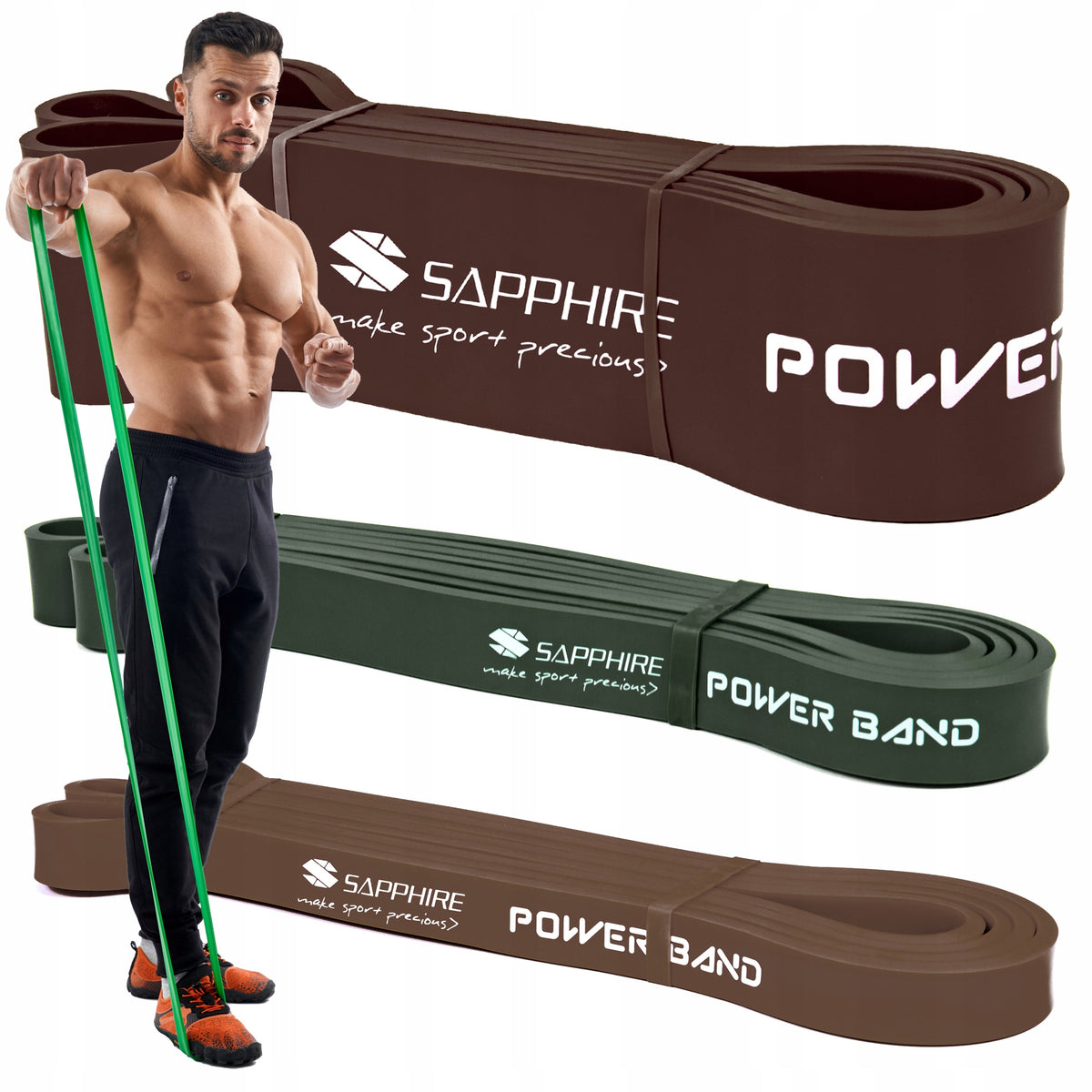 Resistance bands POWER BAND SET x3 STRONG TRAINING STRAPS FOR EXERCISE QUALITY