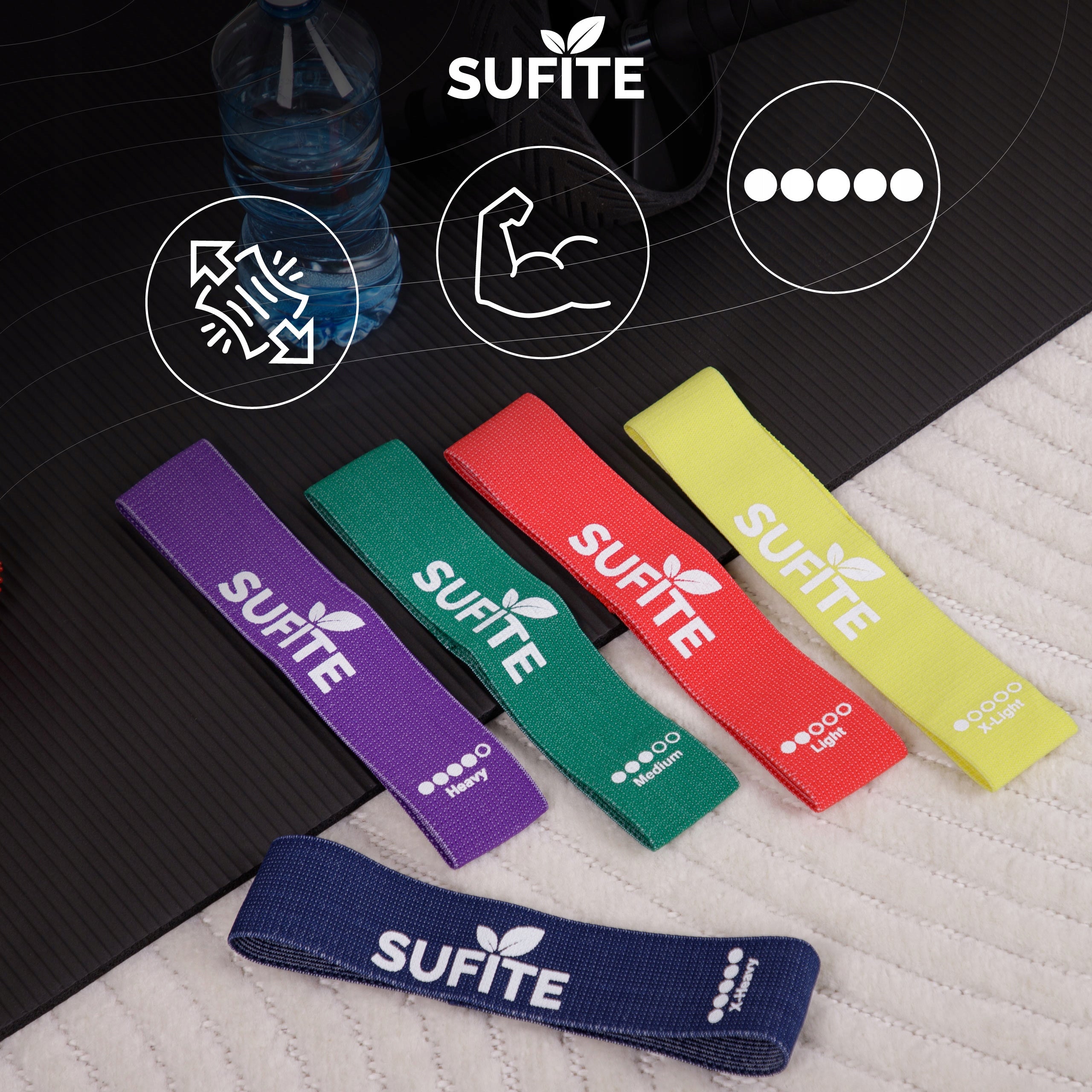 Resistance bands SUFITE 5 pcs. - fitness exercise tapes, full body training Brand SUFITE
