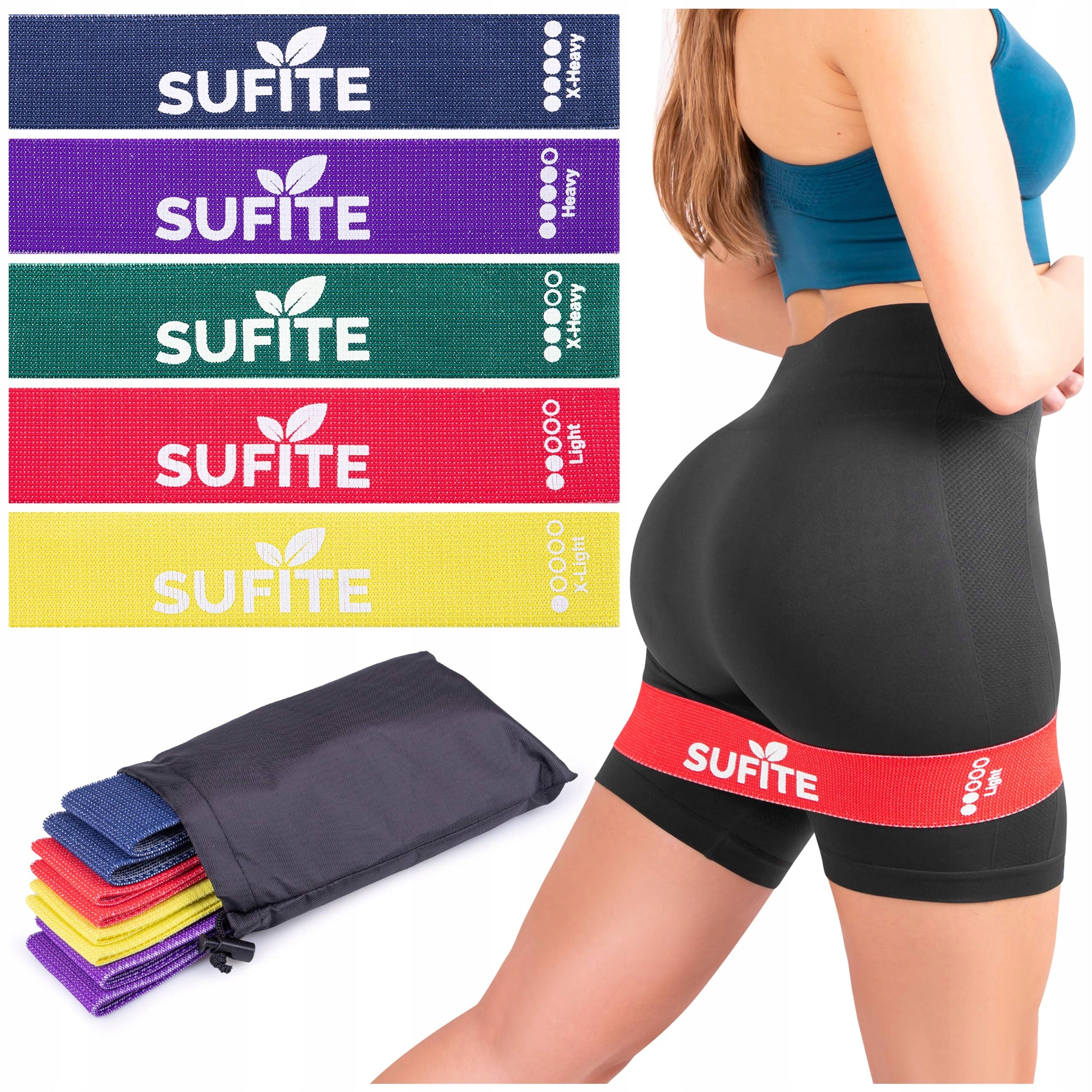 Resistance bands SUFITE 5 pcs. - fitness exercise tapes, full body training