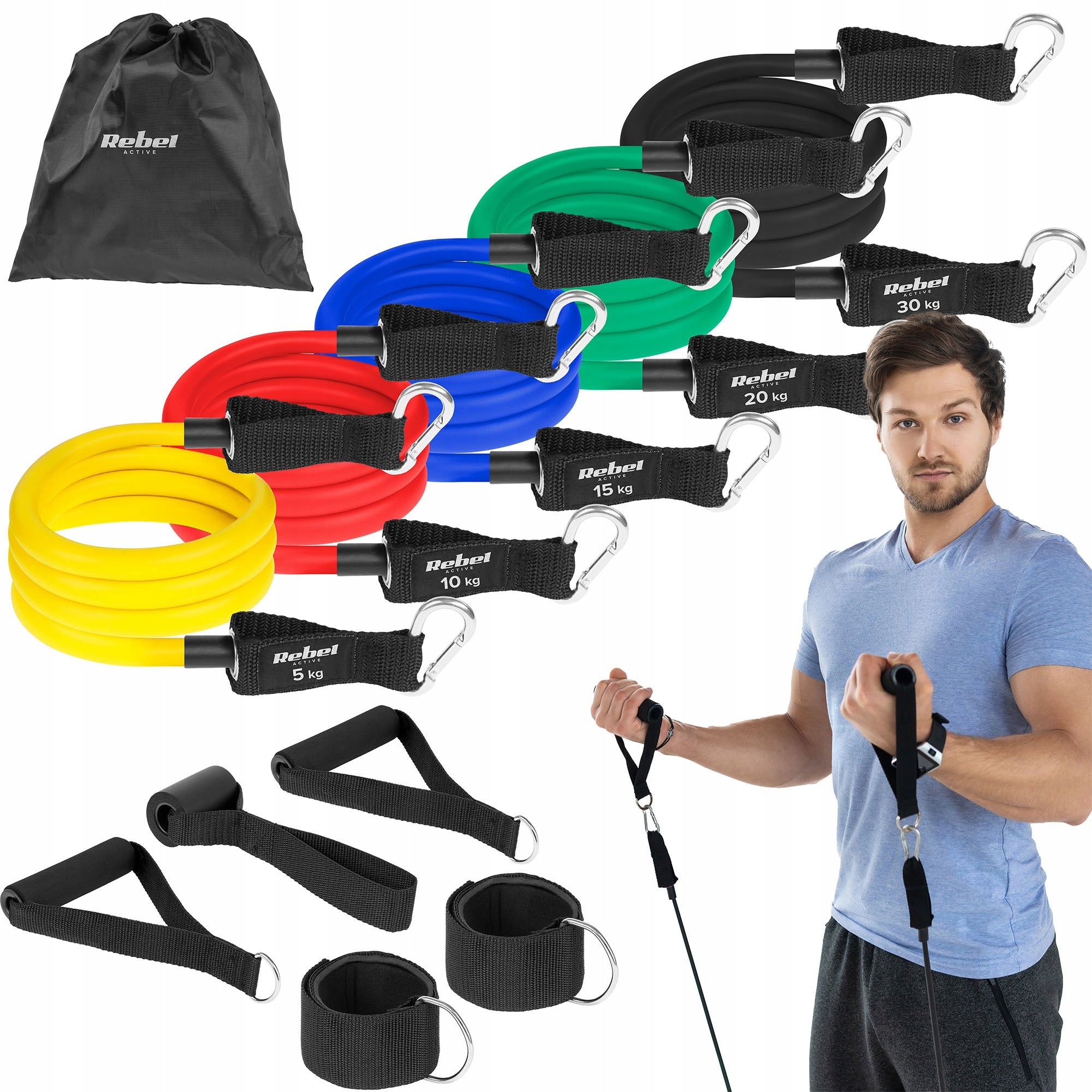 Resistance bands expanders rehabilitation exercise set 80kg handle Rebel
