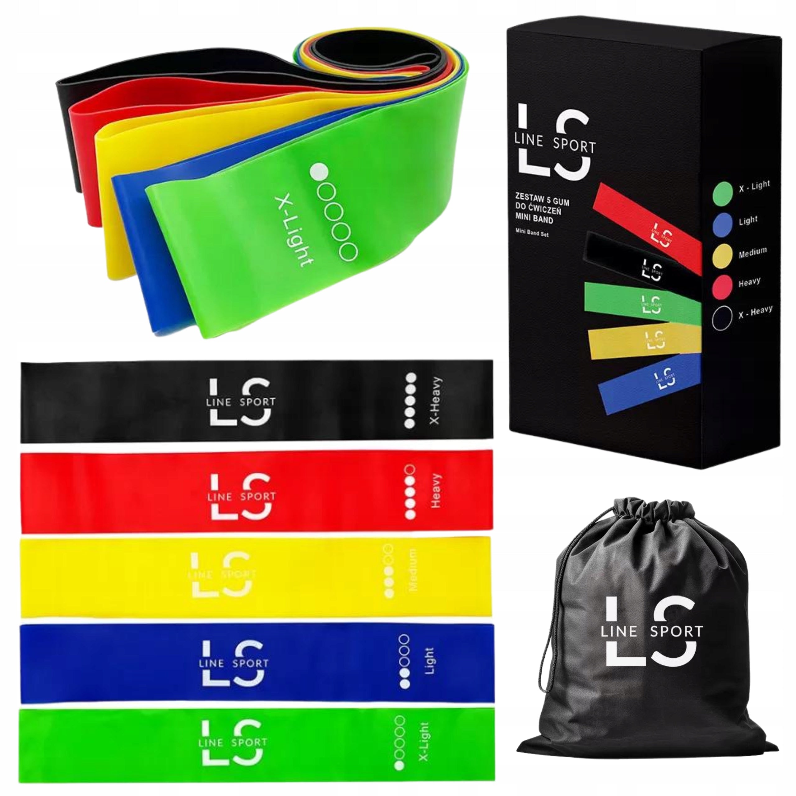 Resistance bands for exercise fitness tape mini power band Line Sport 5 pcs