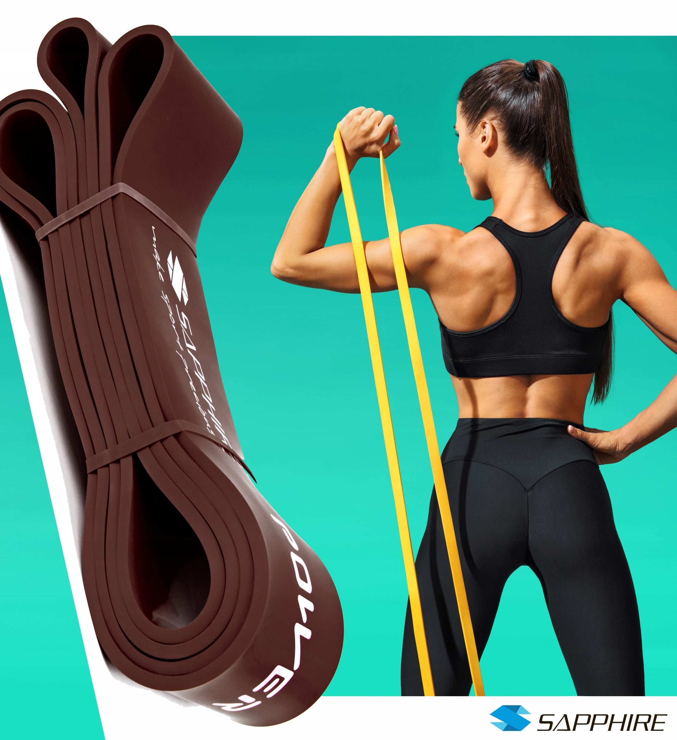 Resistance rubber POWER BAND STRONG TRAINING BAND FOR EXERCISE 28-80 KG SAPPHIRE Brand Sapphire