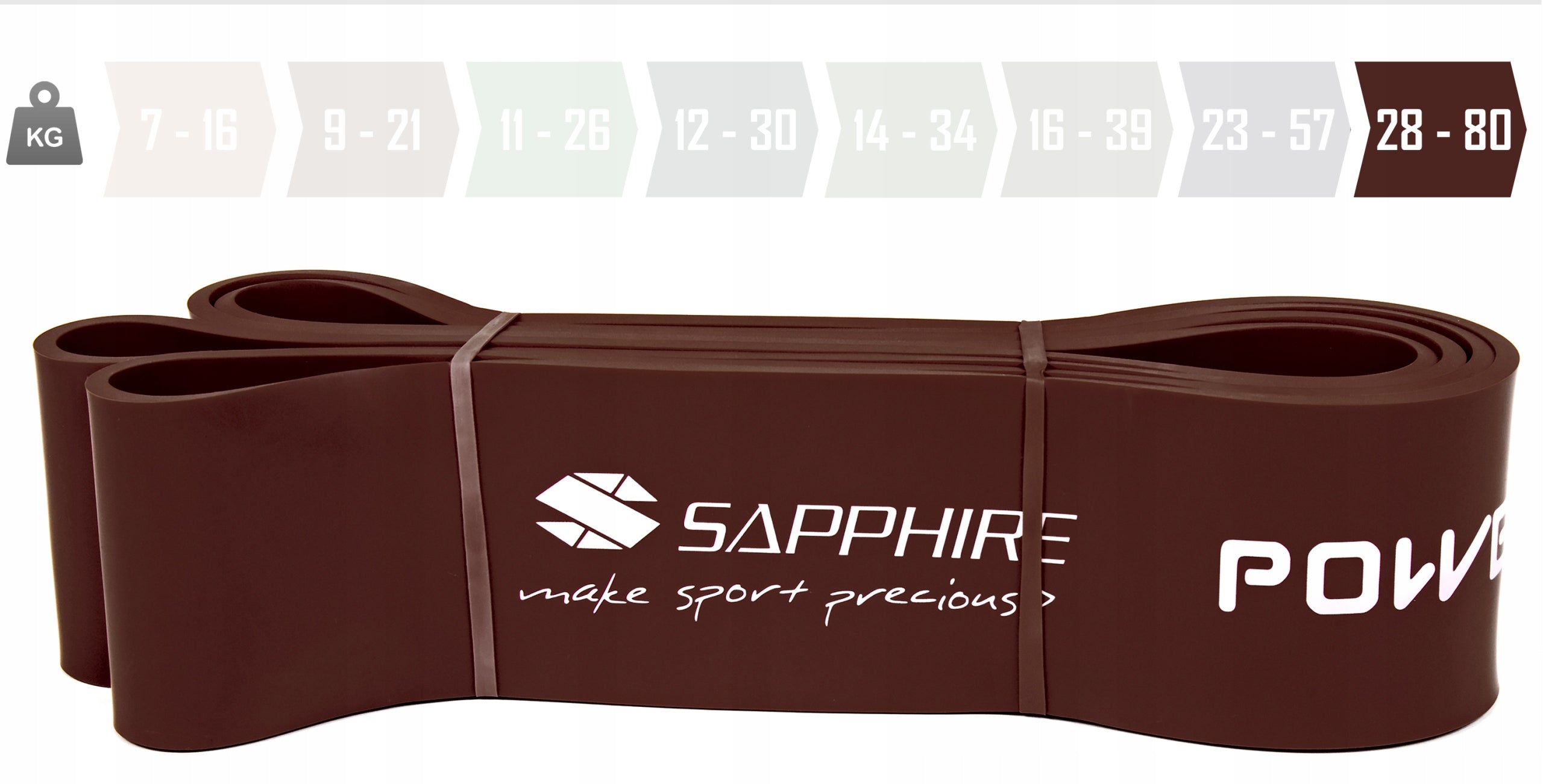 Resistance rubber POWER BAND STRONG TRAINING BAND FOR EXERCISE 28-80 KG SAPPHIRE Width 64 mm