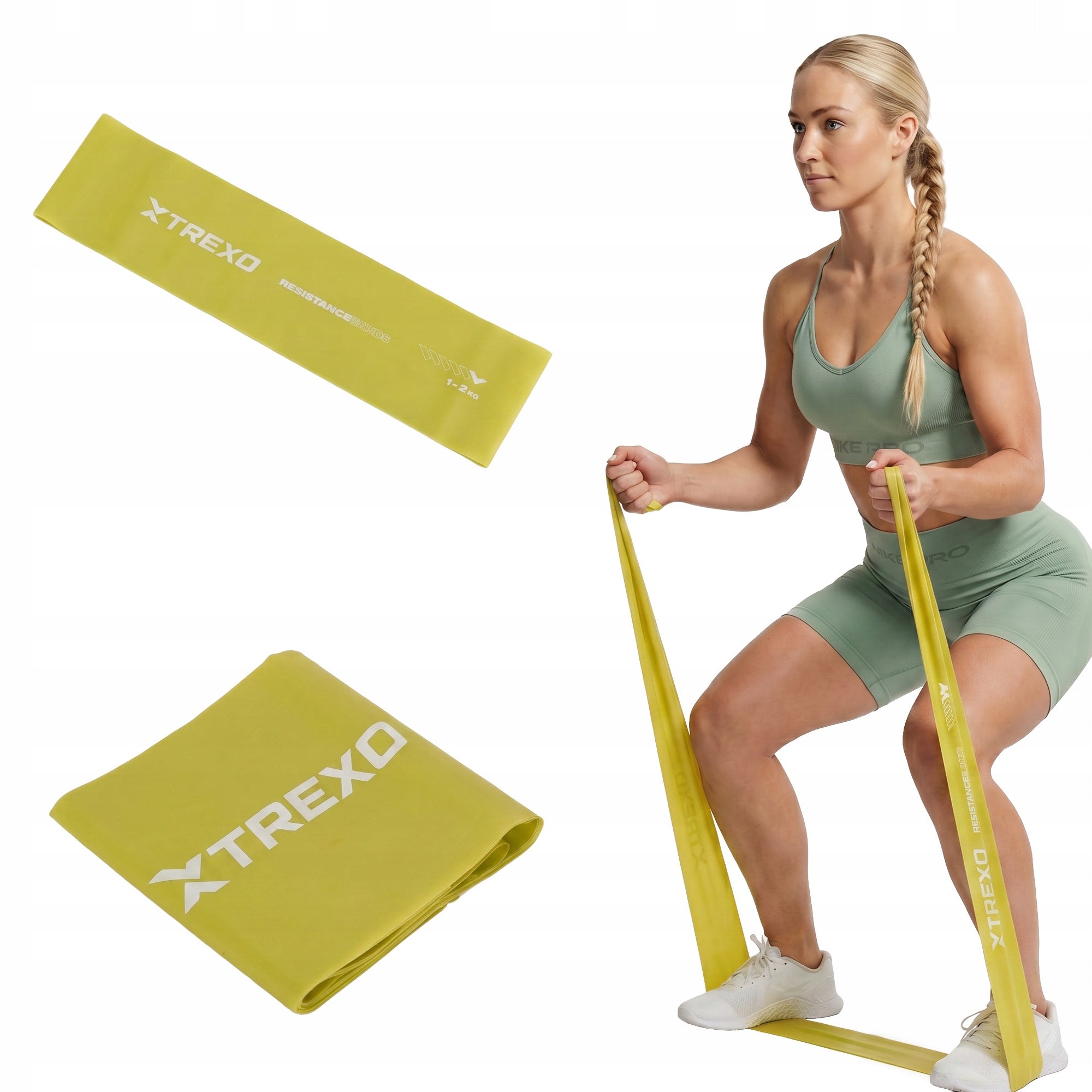 Resistance rubber XTREXO 1/5 1-2 kg green 2080x45x19mm FITNESS FOR EXERCISE