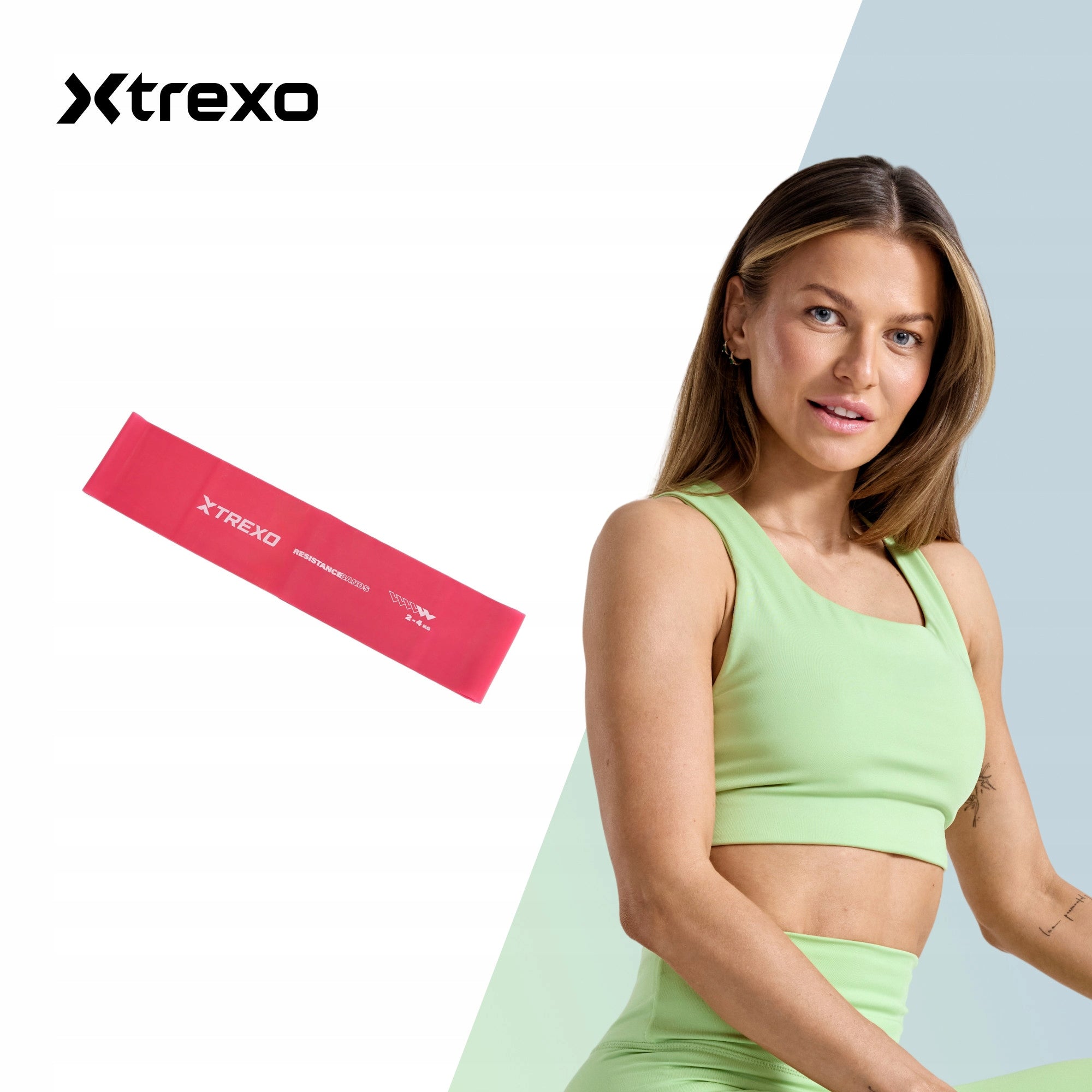 Resistance rubber XTREXO 2/5 11-29 kg pink 2080x45x21mm FITNESS FOR EXERCISE Packaging status original
