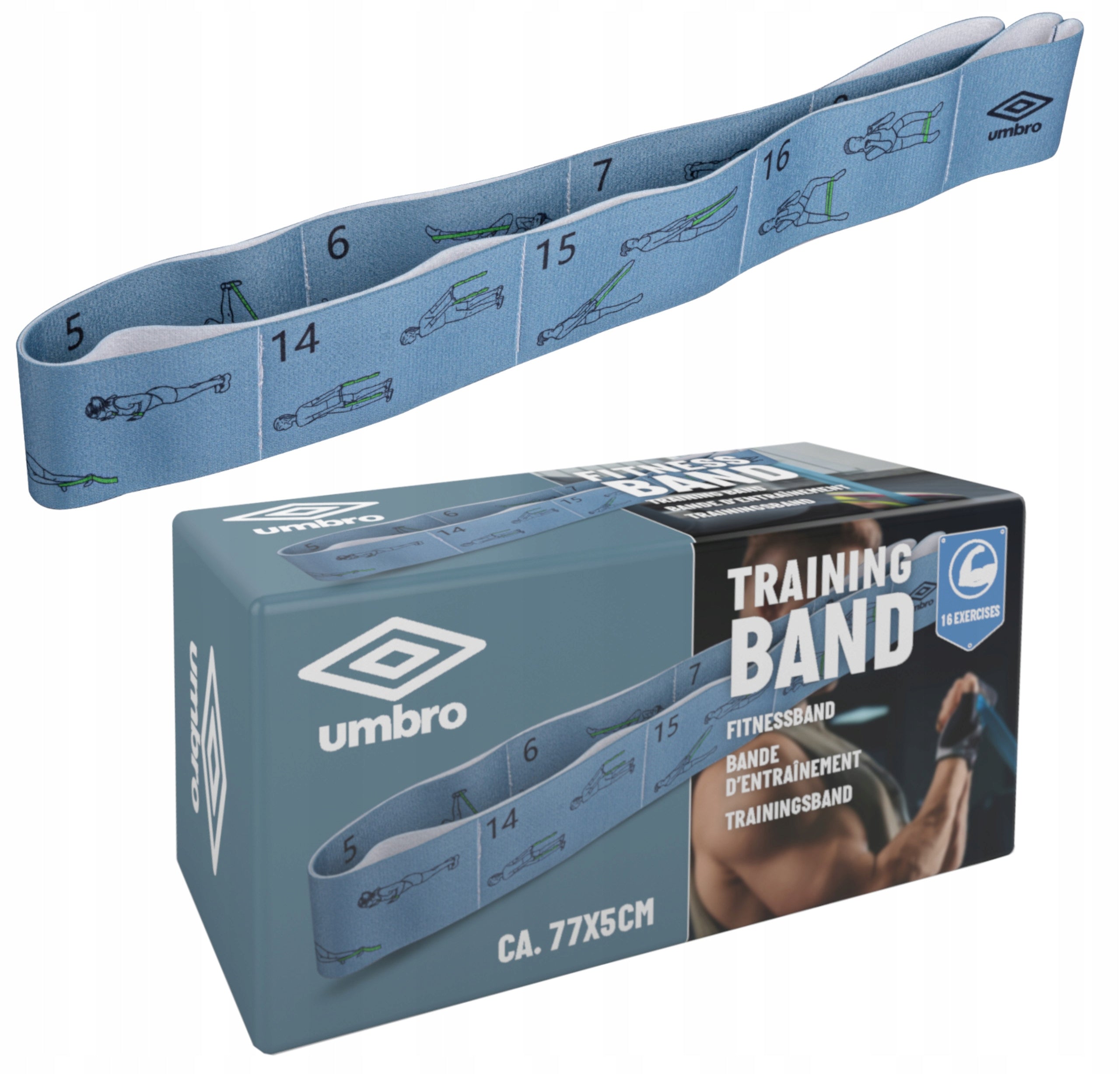Resistance rubber for fitness exercise training tape UMBRO 77x4,8cm