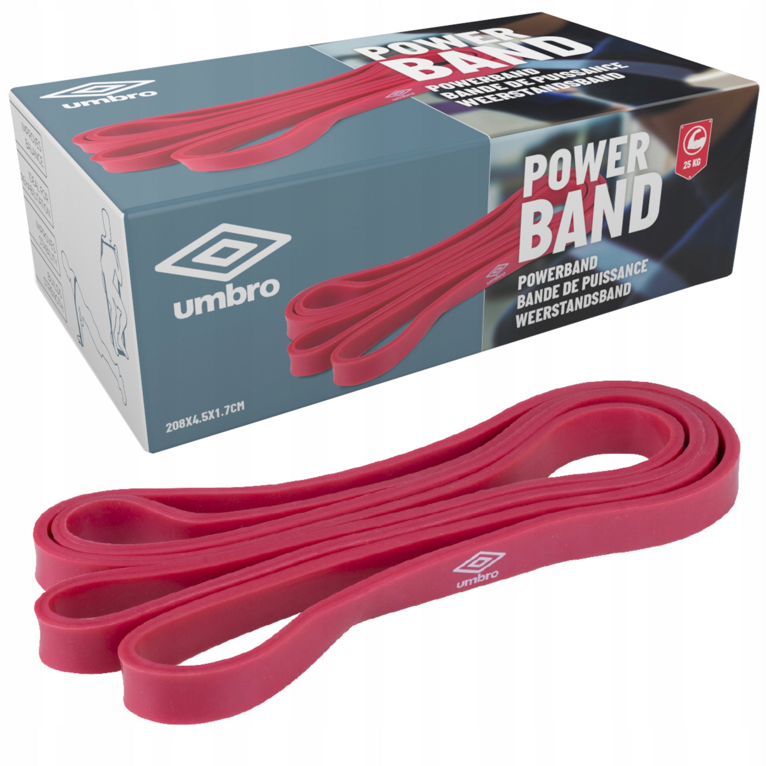 Resistance rubber for fitness exercises long tape Power Band UMBRO 25kg