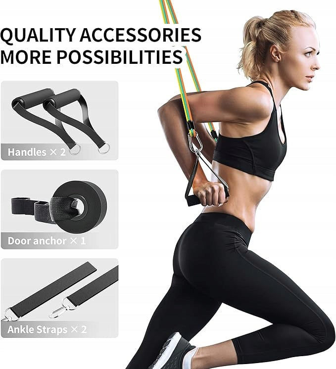 Resistance rubber set Proiron 170 cm 5 pieces + accessories Brand Proiron