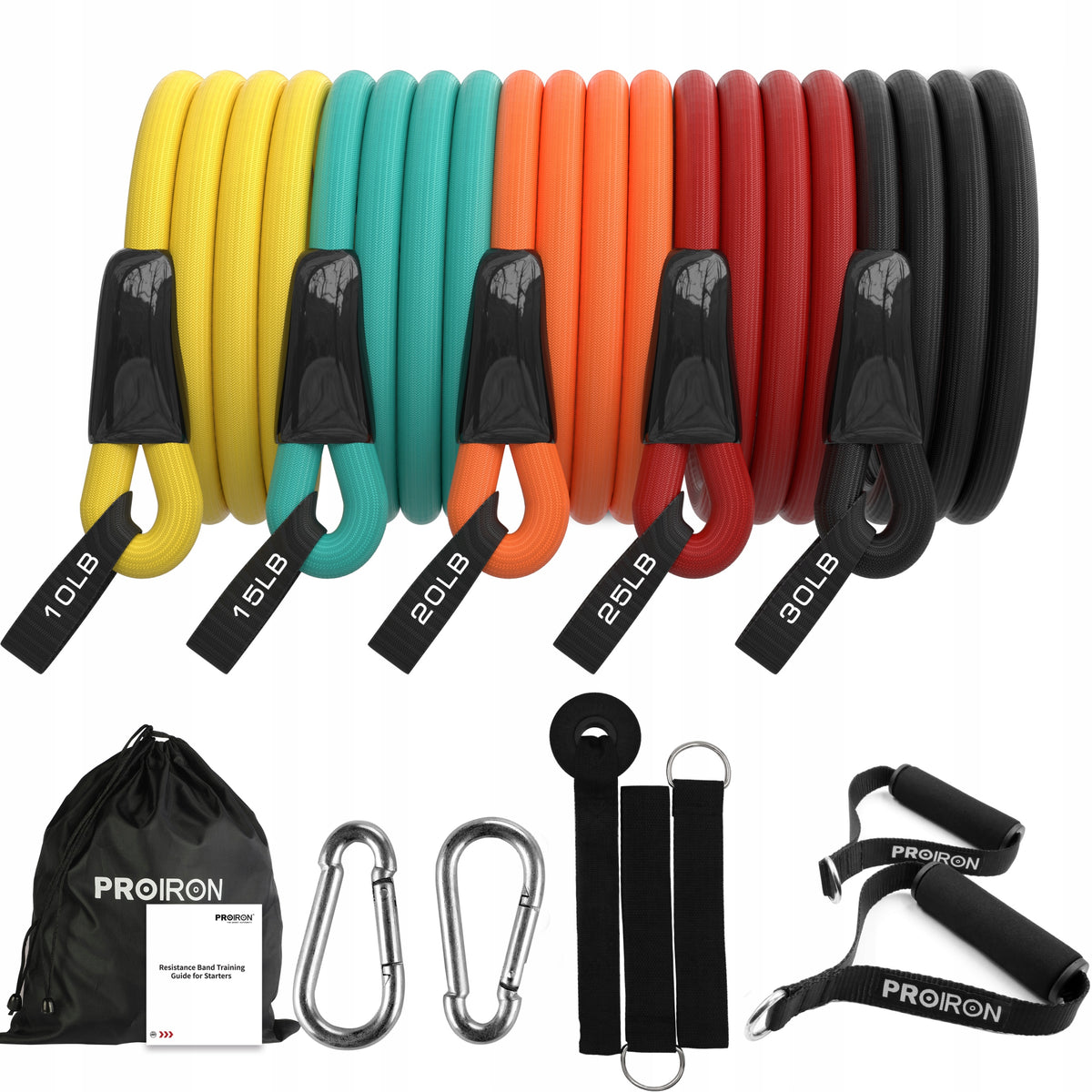 Resistance rubber set Proiron 170 cm 5 pieces + accessories