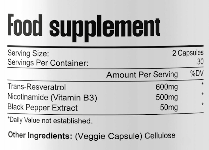 Resveratrol 600mg, 60 capsules Brand Bel Tono