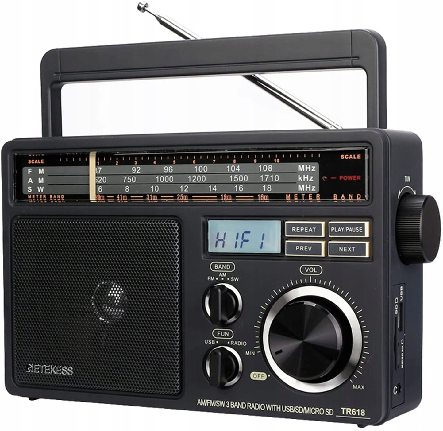 Retekess TR618 Portable Radio, FM AM SW Kitchen Radio, MP3 Player